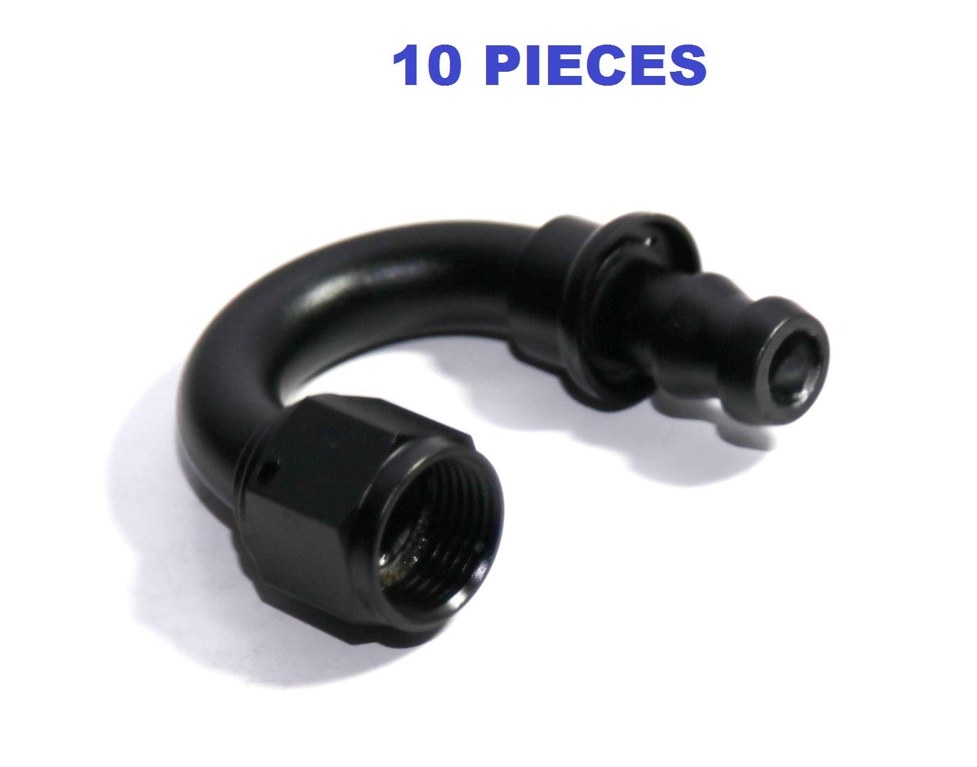 10-Piece AN8 Black 180° Swivel Hose End Adapter Set - Reusable AN-8 Push-On Fittings for Oil, Fuel, Water, Air Lines & Gauges - High-Quality Anodized Aluminum Connectors for Automotive, Hydraulic & Industrial Applications