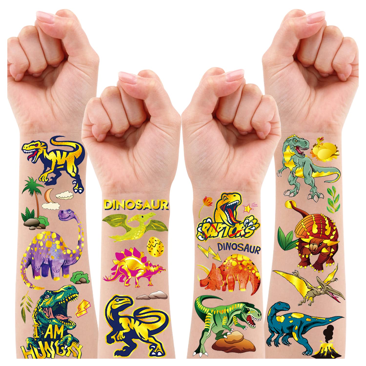 Dinosaur Tattoos for Kids - 100 Glitter Styles for Birthday Parties & Games