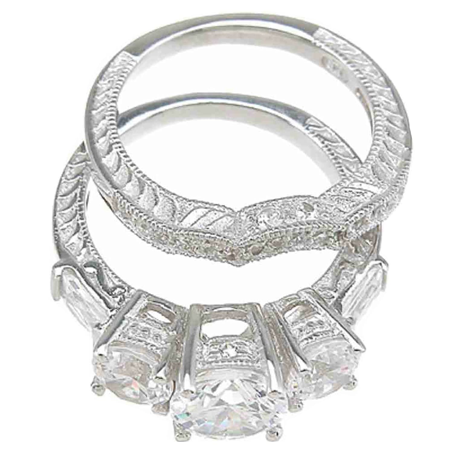 Titanium & Sterling Silver Wedding Rings Set for Him and Her - Elegant Matching Couple Bands for Engagement, Anniversary, and Vow Renewal Ceremonies