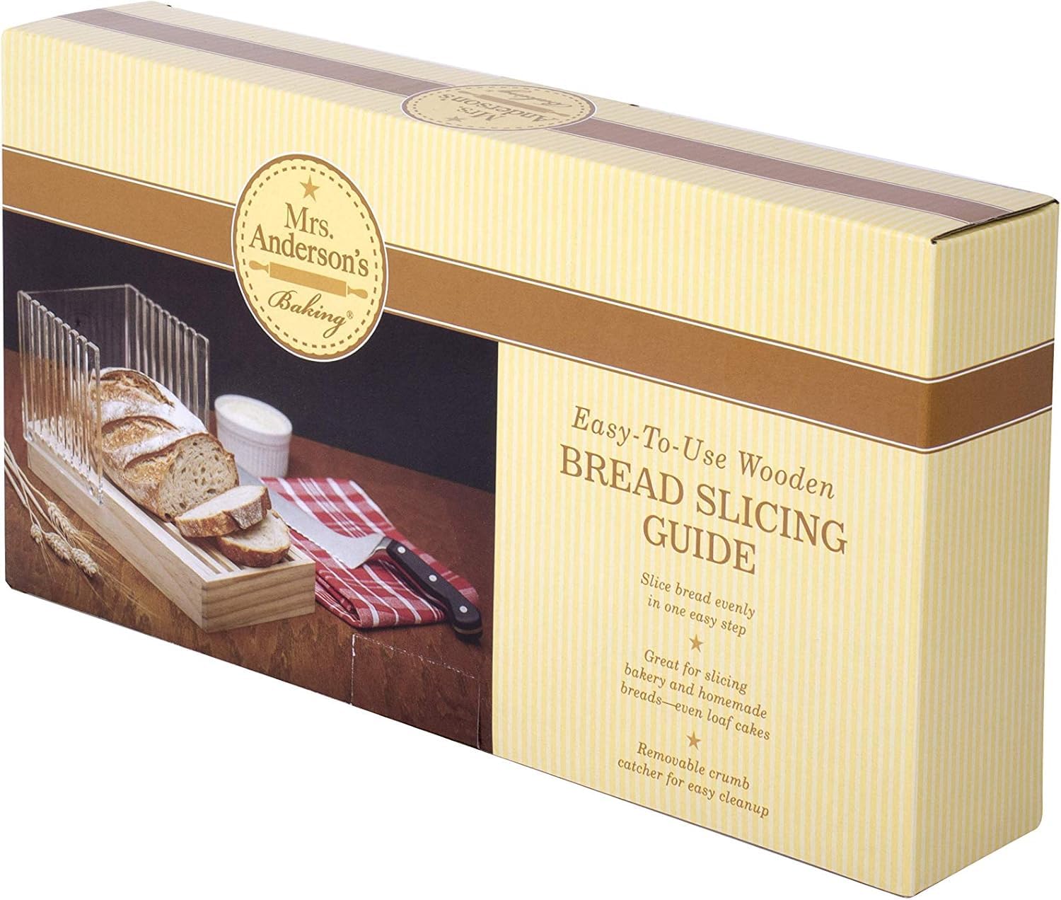 Mrs. Anderson's 12.5-Inch Bread Slicer Guide with Crumb Catcher - Perfect for Homemade Loaves, Sourdough & Artisan Bread Baking - Essential Kitchen Tool for Even Slices & Easy Cleanup