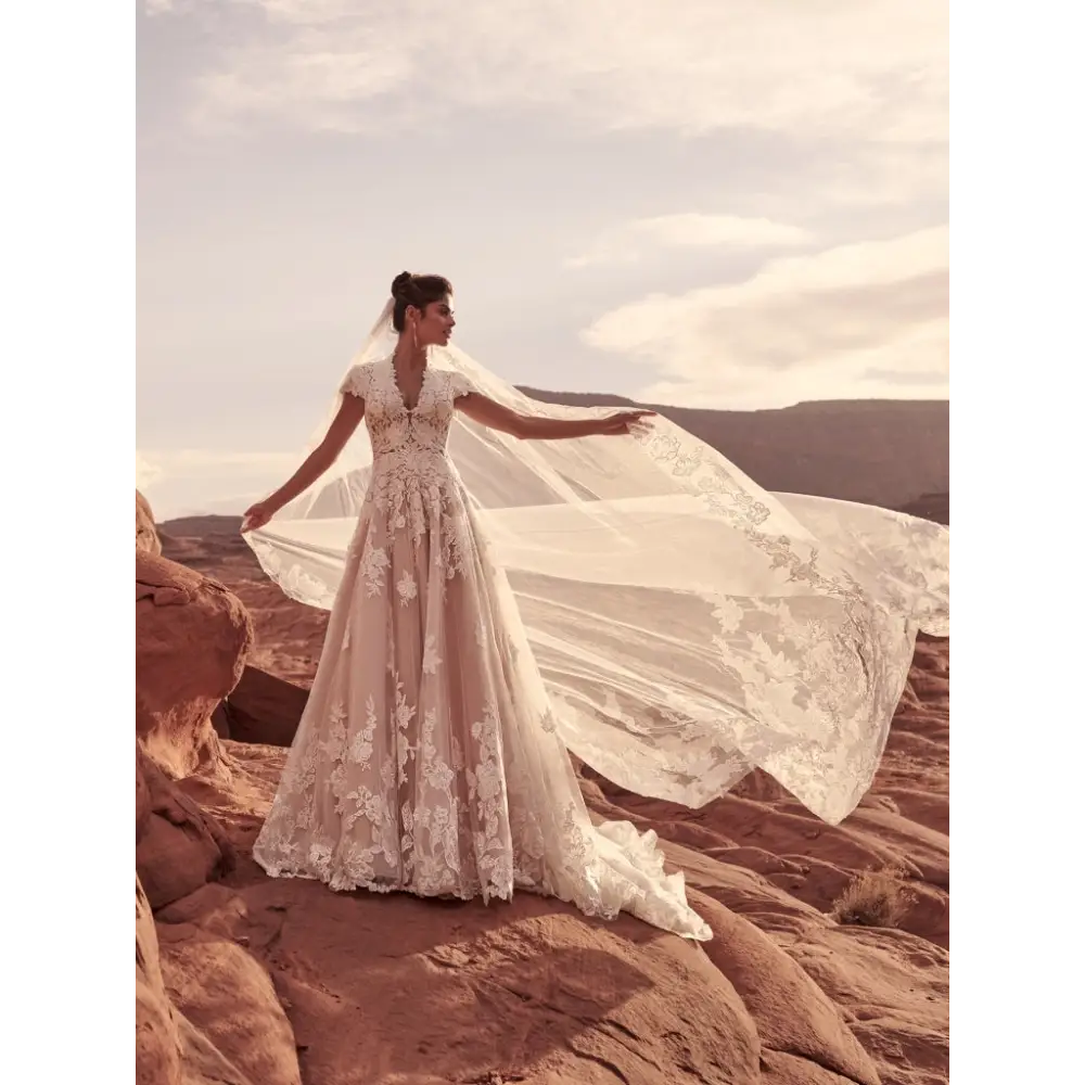 Sottero and Midgley Kingsley Veil - Elegant Wedding Veil with Lace Trim | Perfect for Bridal Accessories, Ceremonies & Photo Shoots