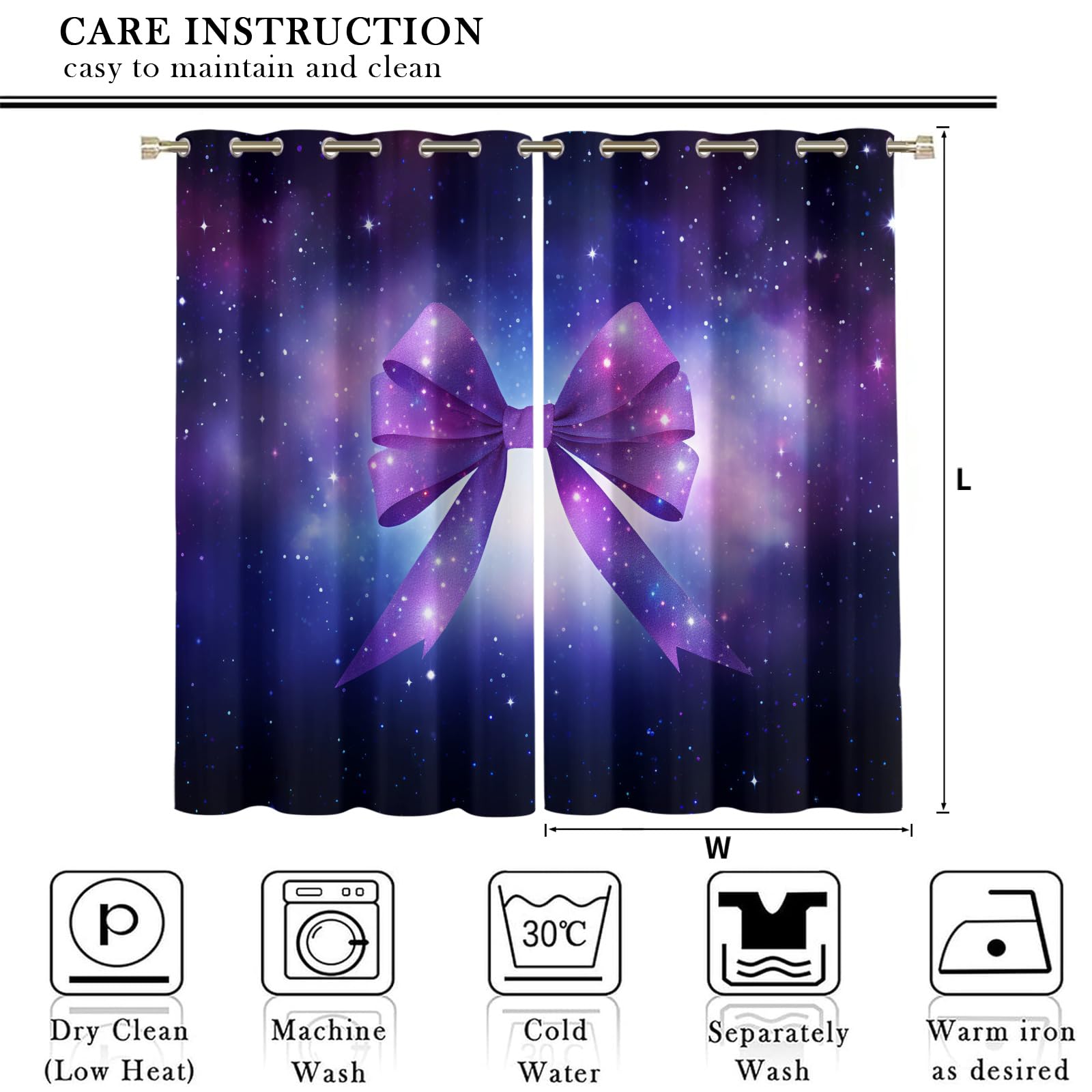 Purple Starry Sky Bow Window Curtain Panels - Dreamy Kitchen & Home Decor for Living Room, Bedroom, Study - 21