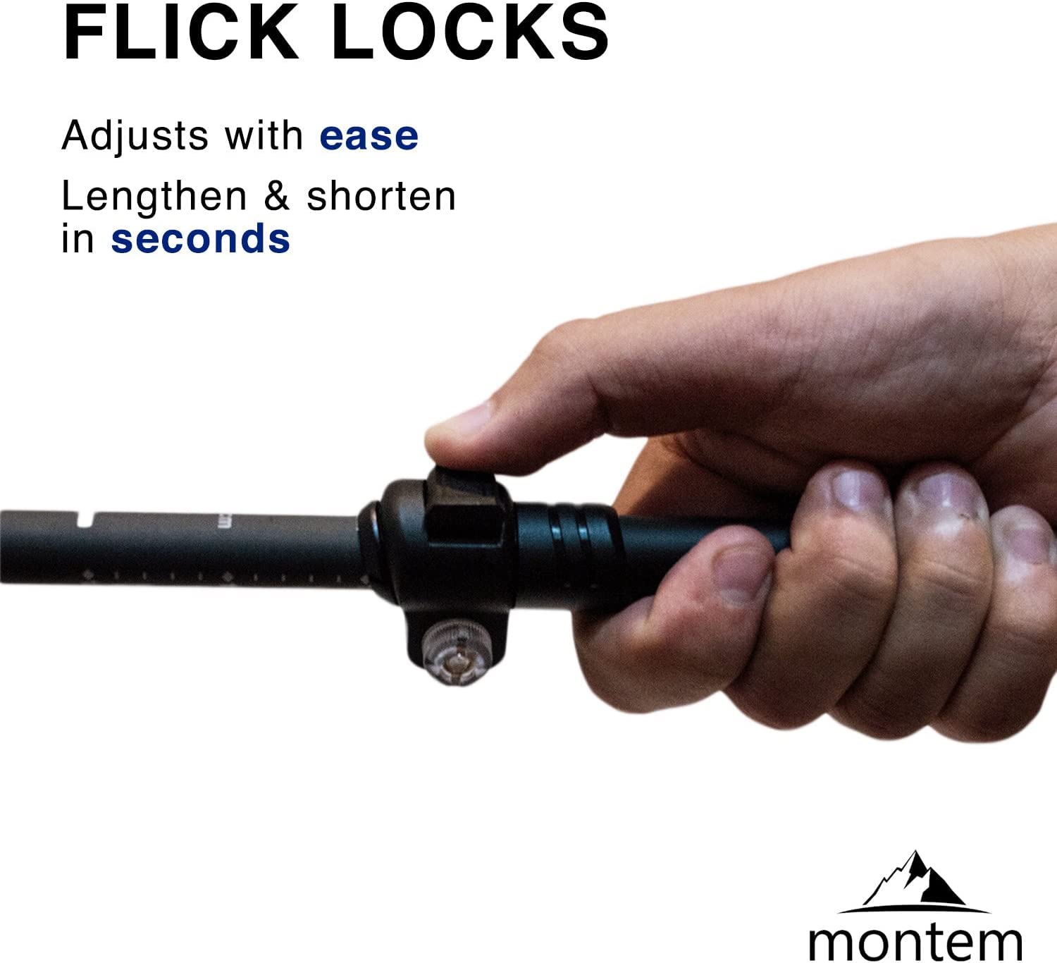 Montem Ultra Light 100% Carbon Fiber Trekking Poles - Pair of 2 (Quick Lock, Foldable, Weatherproof) for Hiking, Walking & Backpacking - Perfect for Mountain Trails, Camping & Outdoor Adventures
