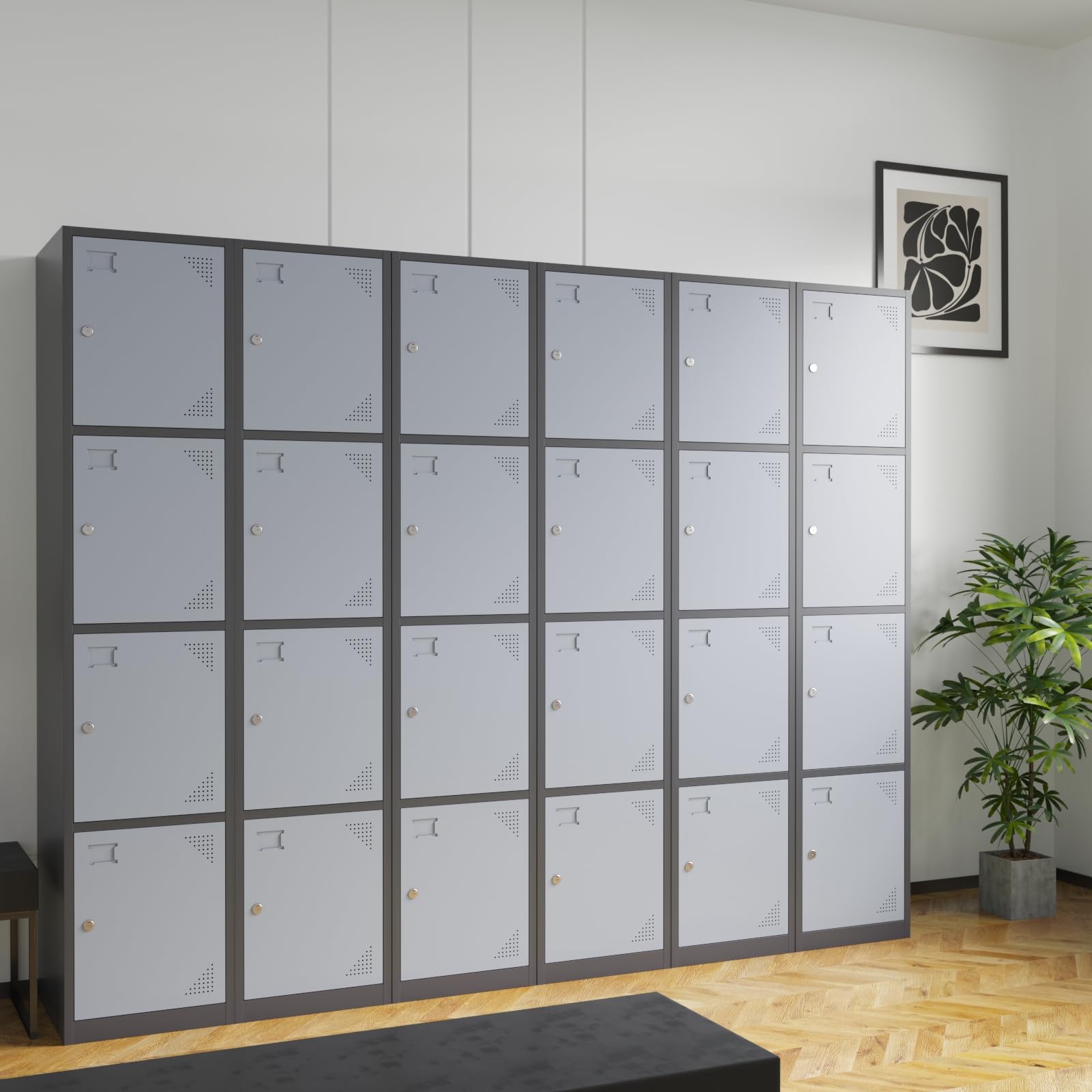 MIIIKO 4-Tier Metal Storage Locker with Keys - Secure Locking Shelves for School, Gym, Office & Home Organization - Perfect for Locker Rooms, Mudrooms & Dorm Storage