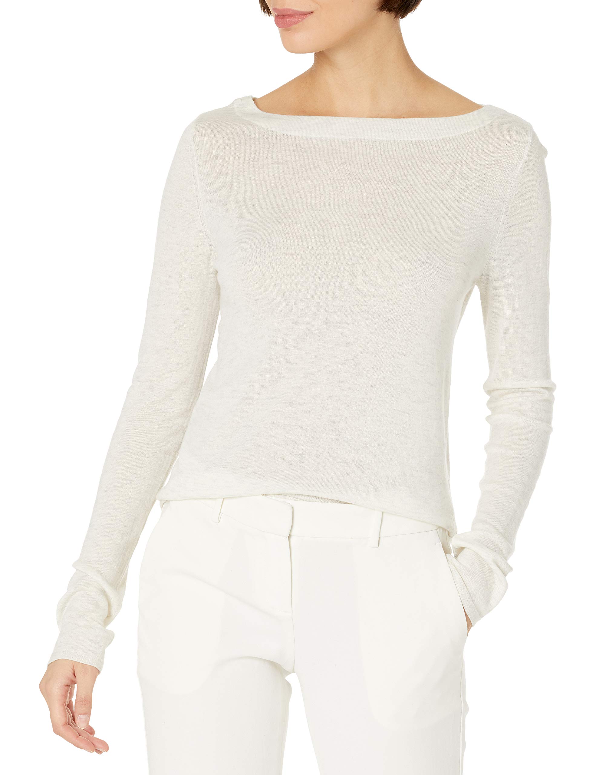 Vince Women's Boat Neck Long Sleeve Blouse - Elegant Casual Top for Work, Office & Everyday Wear | Soft Stretch Fabric, Flattering Fit