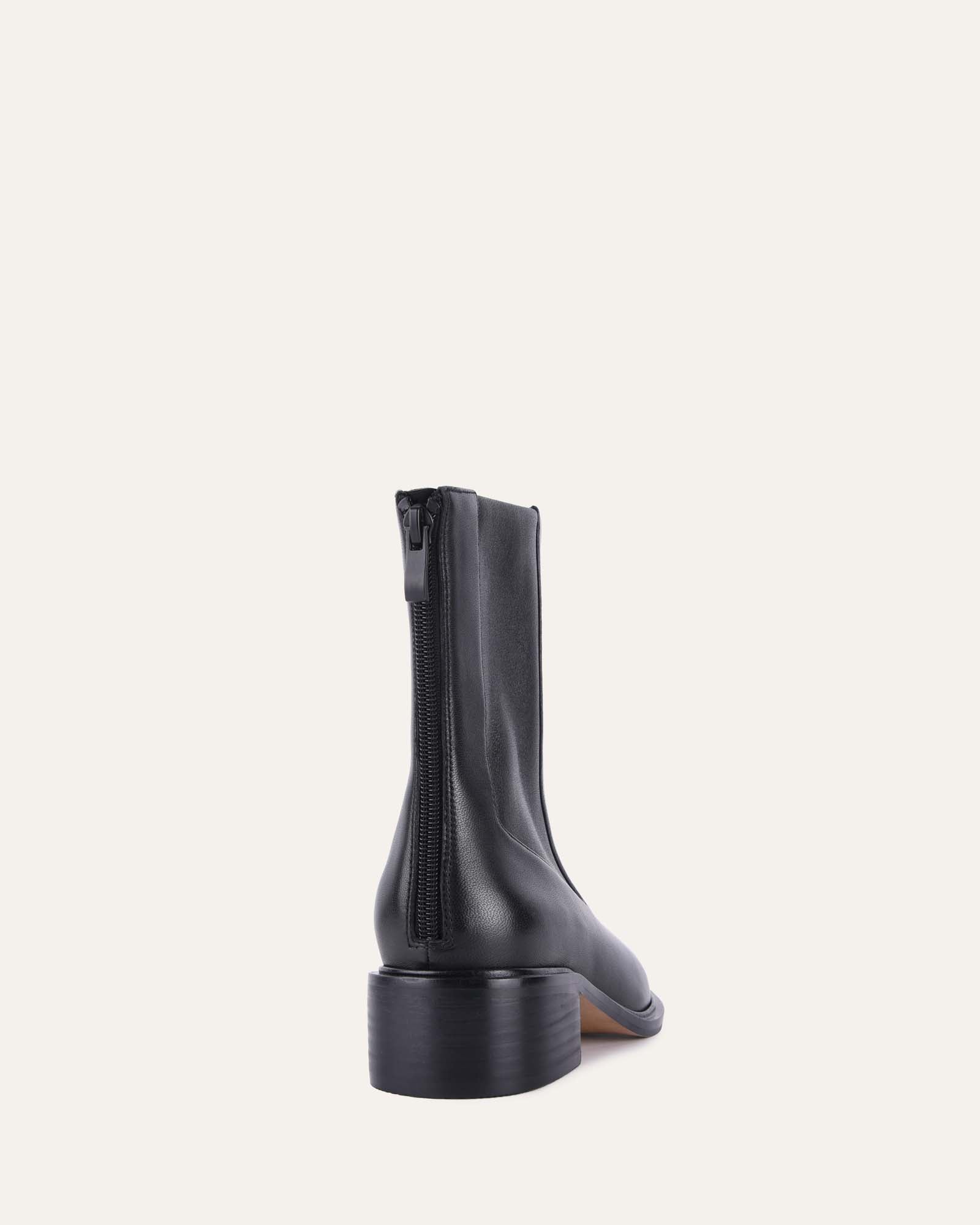 OLYMPIA Women's Flat Ankle Boots - Black Leather Chelsea Boots for Women - Comfortable Casual & Work Shoes for Everyday Wear, Office, and Walking
