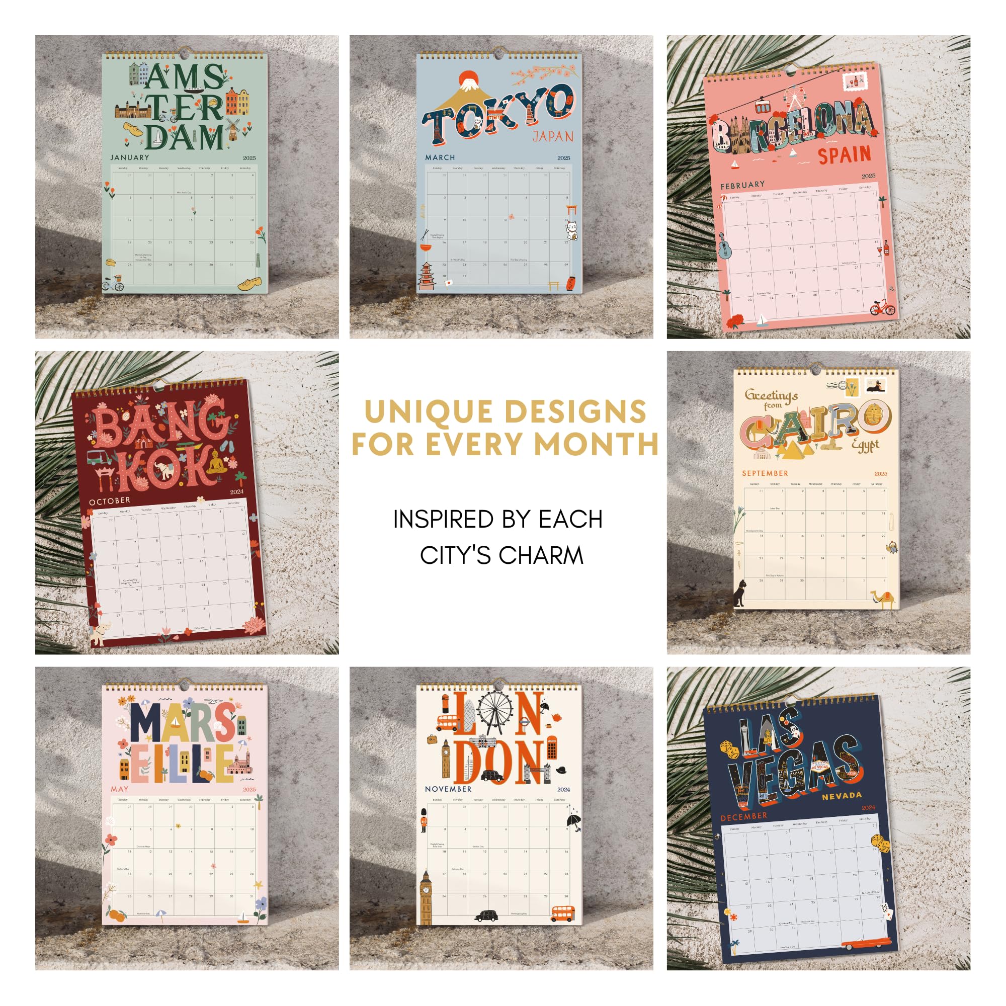 2024-2025 Aesthetic Wall Calendar (June 2024 - December 2025) | 12 Beautiful City-Inspired Designs | Perfect Planner for Home, Office & School Organization | Great Gift Idea for Holidays & New Year