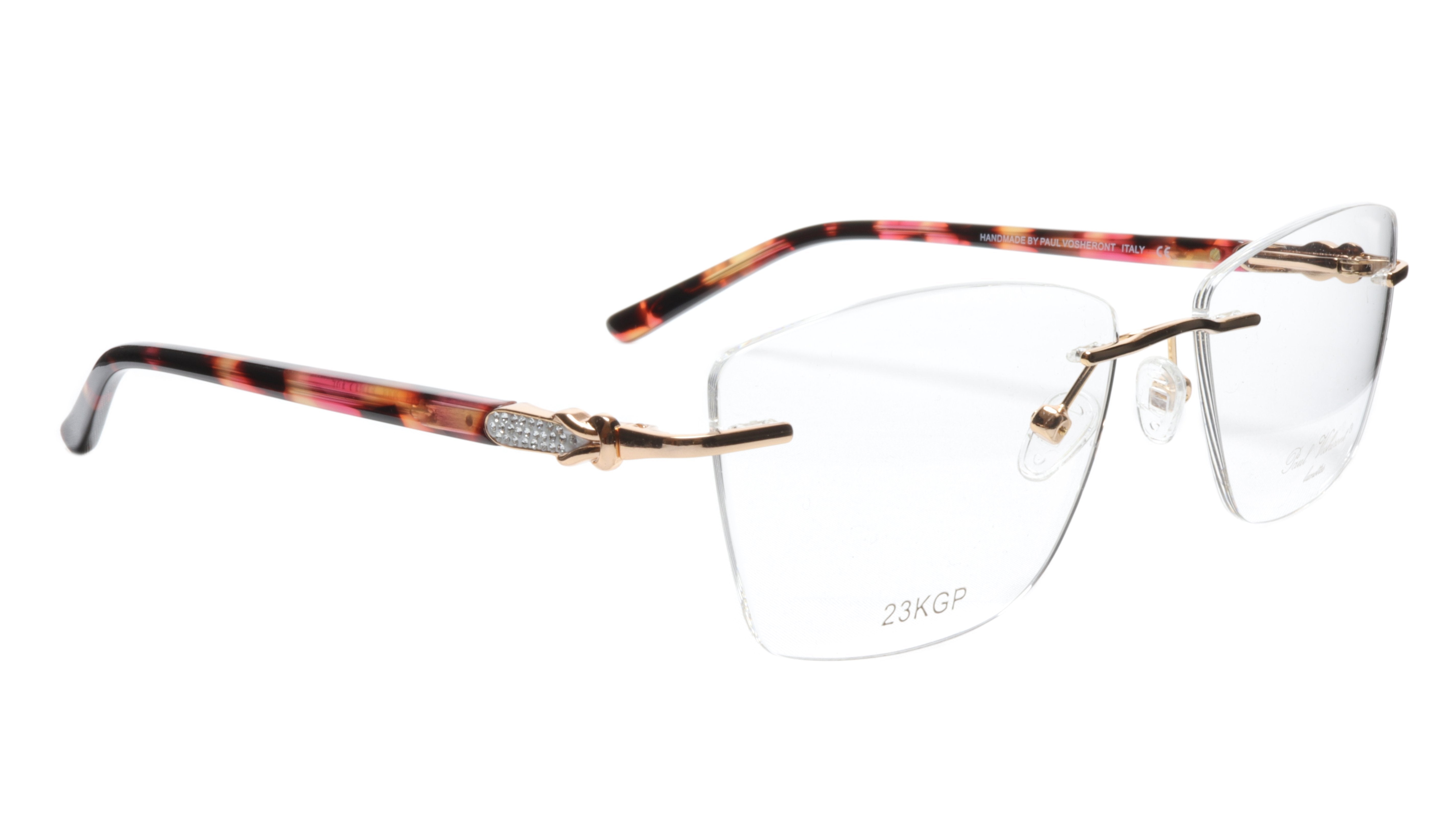Paul Vosheront 23K Gold Plated Rimless Eyeglasses - Luxury Bling Reading Glasses for Women & Men - Perfect for Office, Reading & Fashion Accessories