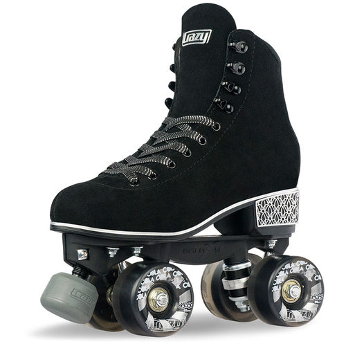 Crazy Evoke Suede Roller Skates for Women - Black Retro Quad Skates with Outdoor Wheels - Perfect for Rink, Park & Street Skating