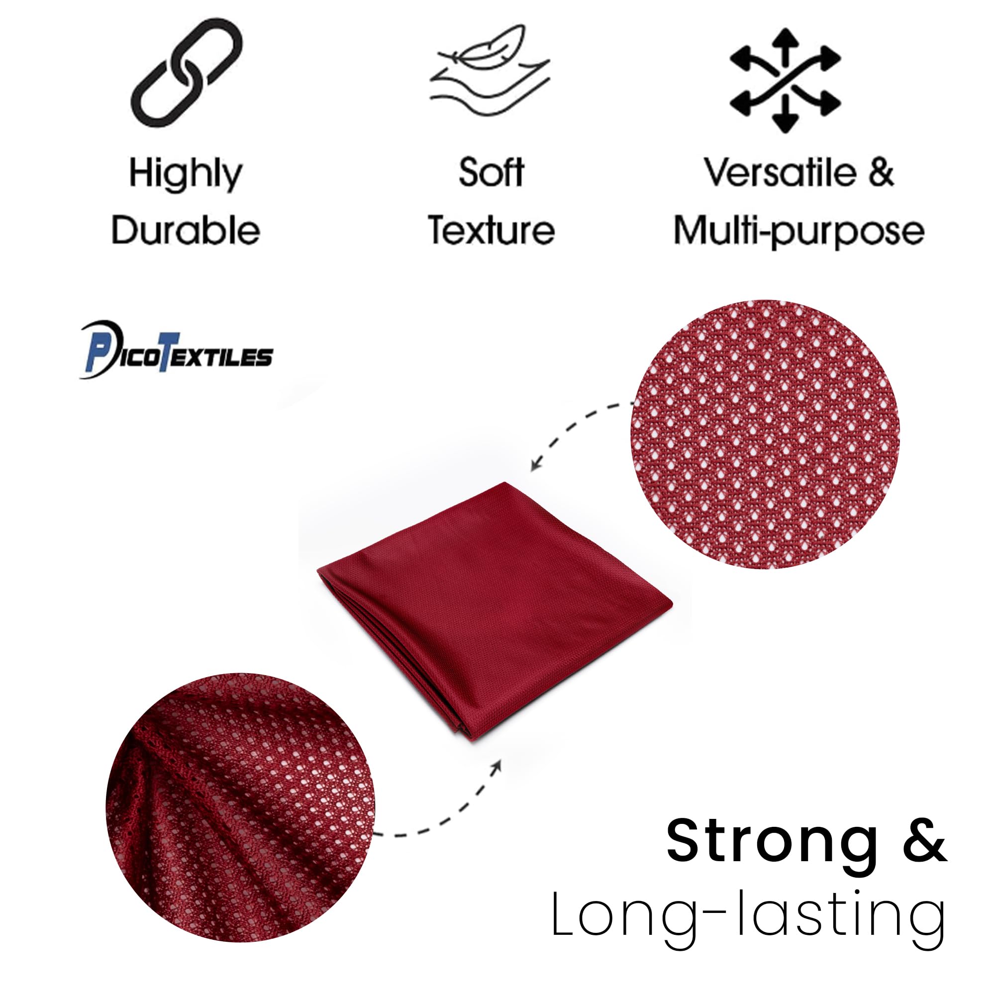 Pico Textiles 15 Yards Bolt - Cardinal Red Polyester Micro Mesh Jersey Fabric - 60