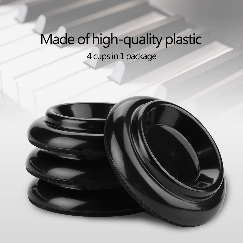 4 Pcs Piano Caster Cups - Non-Slip Anti-Noise Wooden Color Plastic Foot Pads for Piano, Furniture & Heavy Equipment - Perfect for Hardwood Floors & Noise Reduction