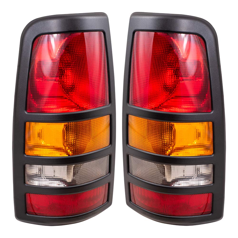 Brock Replacement Tail Lights Set for 2001-2003 Chevy Silverado & GMC Sierra 3500 Fleetside Pickup Truck - Driver & Passenger Side (Part #19169019, 19169020) - Durable Aftermarket Upgrade for Improved Visibility & Style