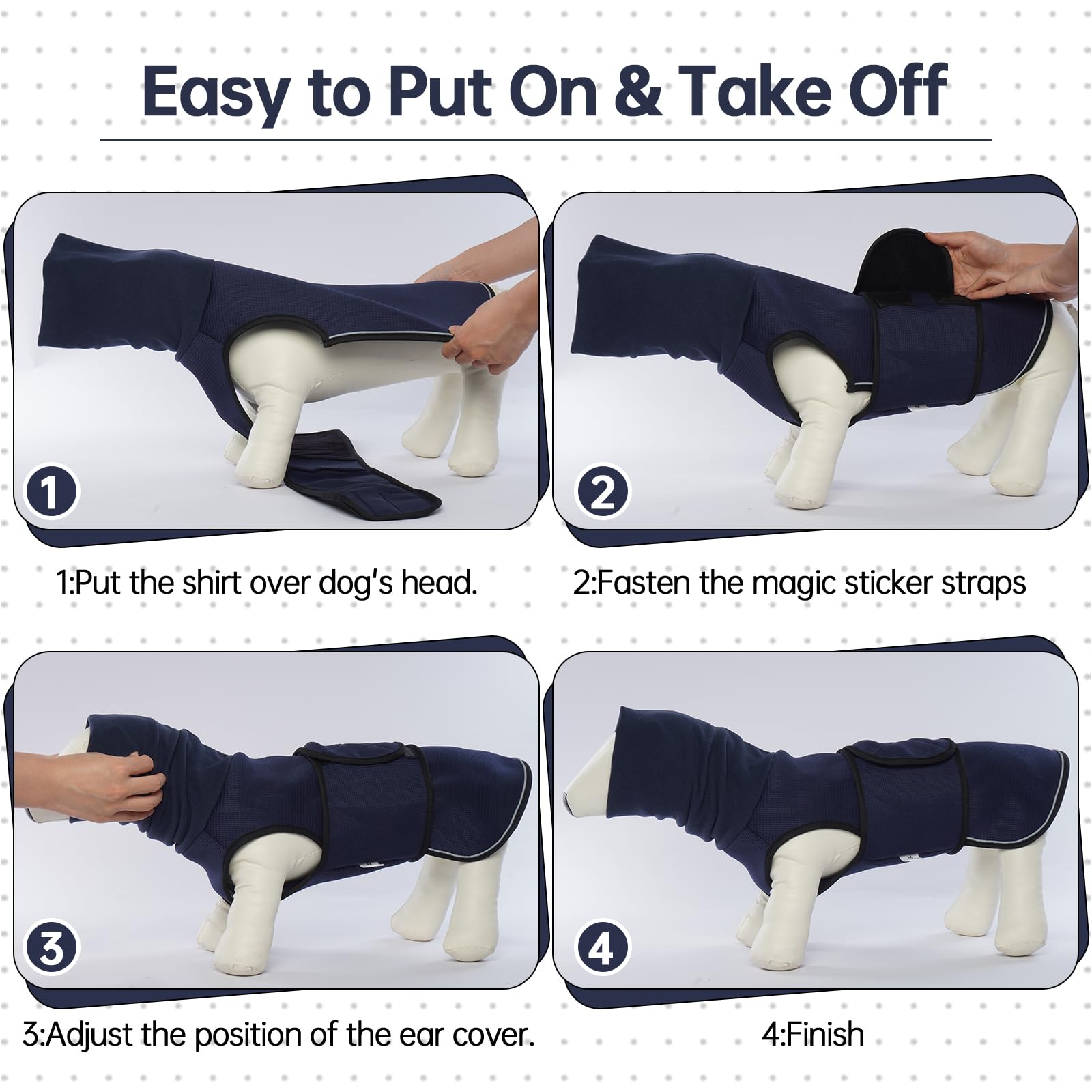 Lelepet Dog Anxiety Vest with Ear Cover - Breathable Calming Shirt for Small Medium Large Dogs - Reflective Strips for Safety - Perfect for Thunderstorms, Fireworks & Travel Stress Relief