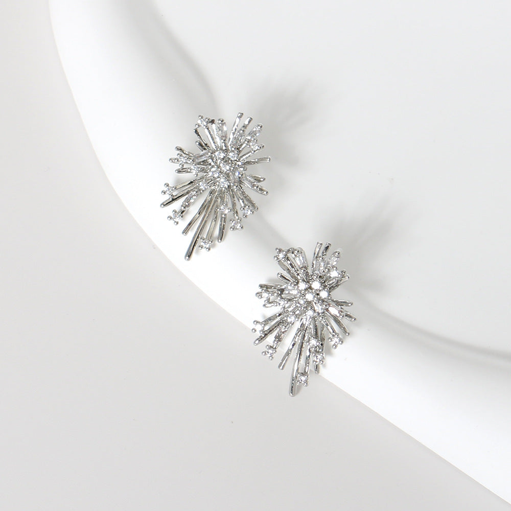 Sparkling Diamond Stud Earrings for Women - 14K Gold Plated Cubic Zirconia Earrings | HE2034 | Perfect for Weddings, Parties & Special Occasions