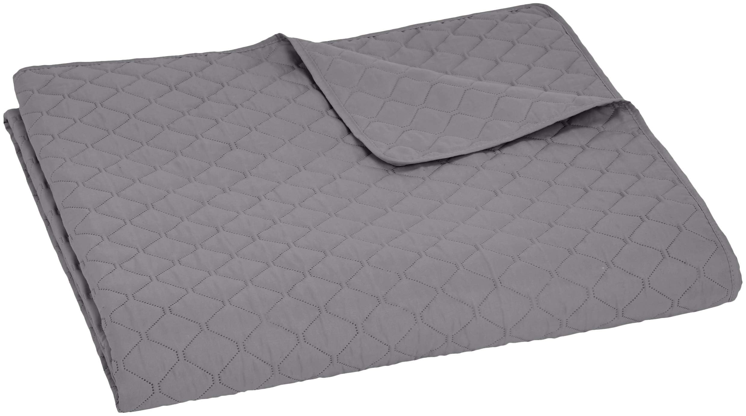 Amazon Basics Oversized Quilted Bedspread, Dark Gray Diamond Pattern, 220 x 240 cm - Perfect for King Size Beds, Guest Rooms & Cozy Bedroom Decor