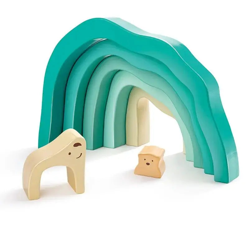 Arctic Polar Bear Stacking Blocks - Wooden Animal Stacking Toy for Toddlers - Educational Montessori Learning Game for Kids - Perfect for Nursery Decor & Early Childhood Development