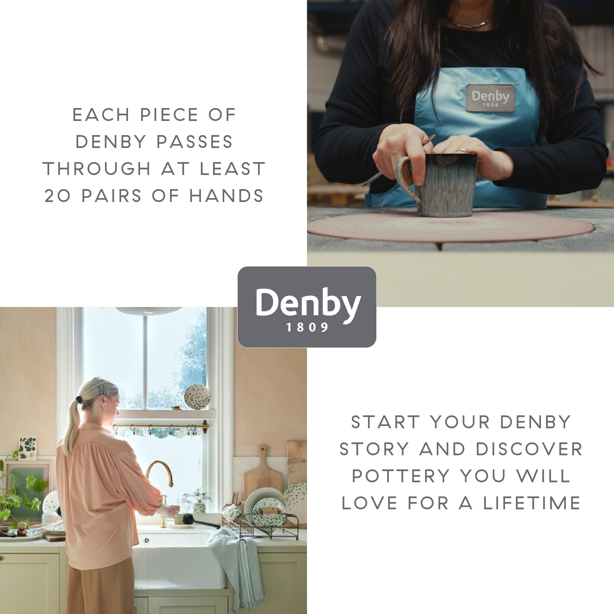 Denby White Speckle Rice Bowls Set of 6 - 16.2oz Ceramic Stoneware Bowls | Microwave & Dishwasher Safe | Chip & Scratch Resistant | Reactive White Glaze | Perfect for Oats, Cereal, Noodles, Soups & Asian Cuisine | Elegant Tableware for Everyday Meals & Dinner Parties
