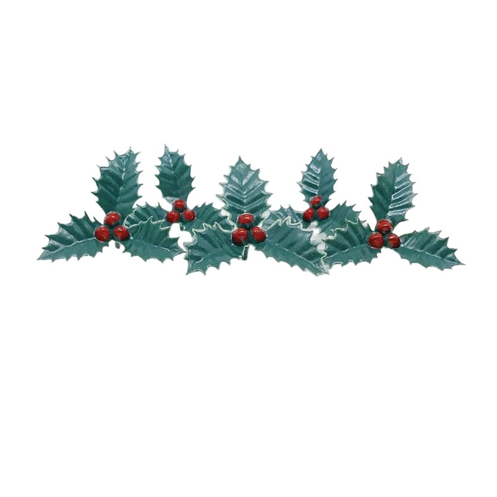 5pcs Holly & Berries Plastic Cake Topper Picks - Christmas Cake Decorations for Holiday Desserts, Yule Log & Festive Baking (Green/Red, Non-Edible) | Perfect for Christmas Parties, Wedding Cakes & Seasonal Treats