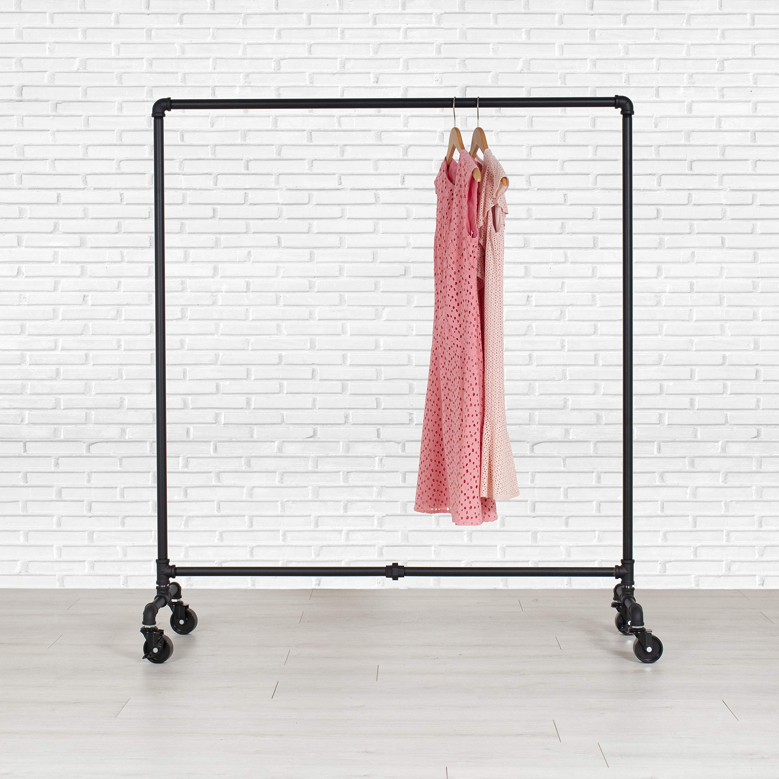 William Robert's Vintage Industrial Pipe Rolling Clothing Rack - 47