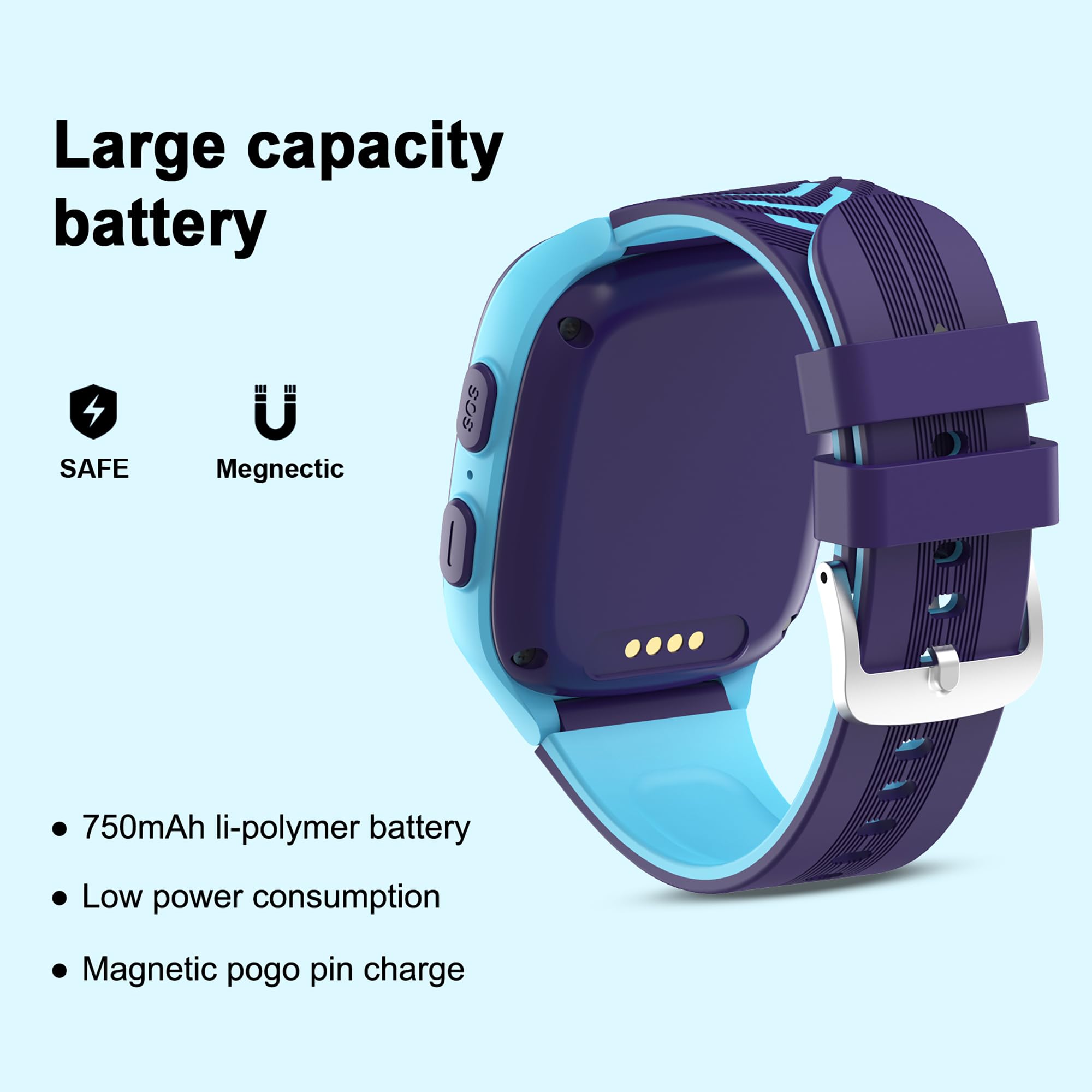 Toloso 4G Kids GPS Smart Watch with GPS Tracker, SOS Call, Video Chat, Pedometer & Camera - Touch Screen Smartwatch for Boys & Girls Ages 5-12 - Perfect for School, Outdoor Activities & Child Safety