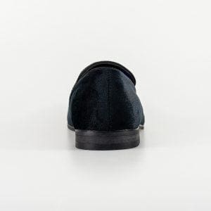 Cavani Milan Black Men's Velvet Dress Shoes - Luxurious Formal Loafers for Weddings, Parties & Business Events