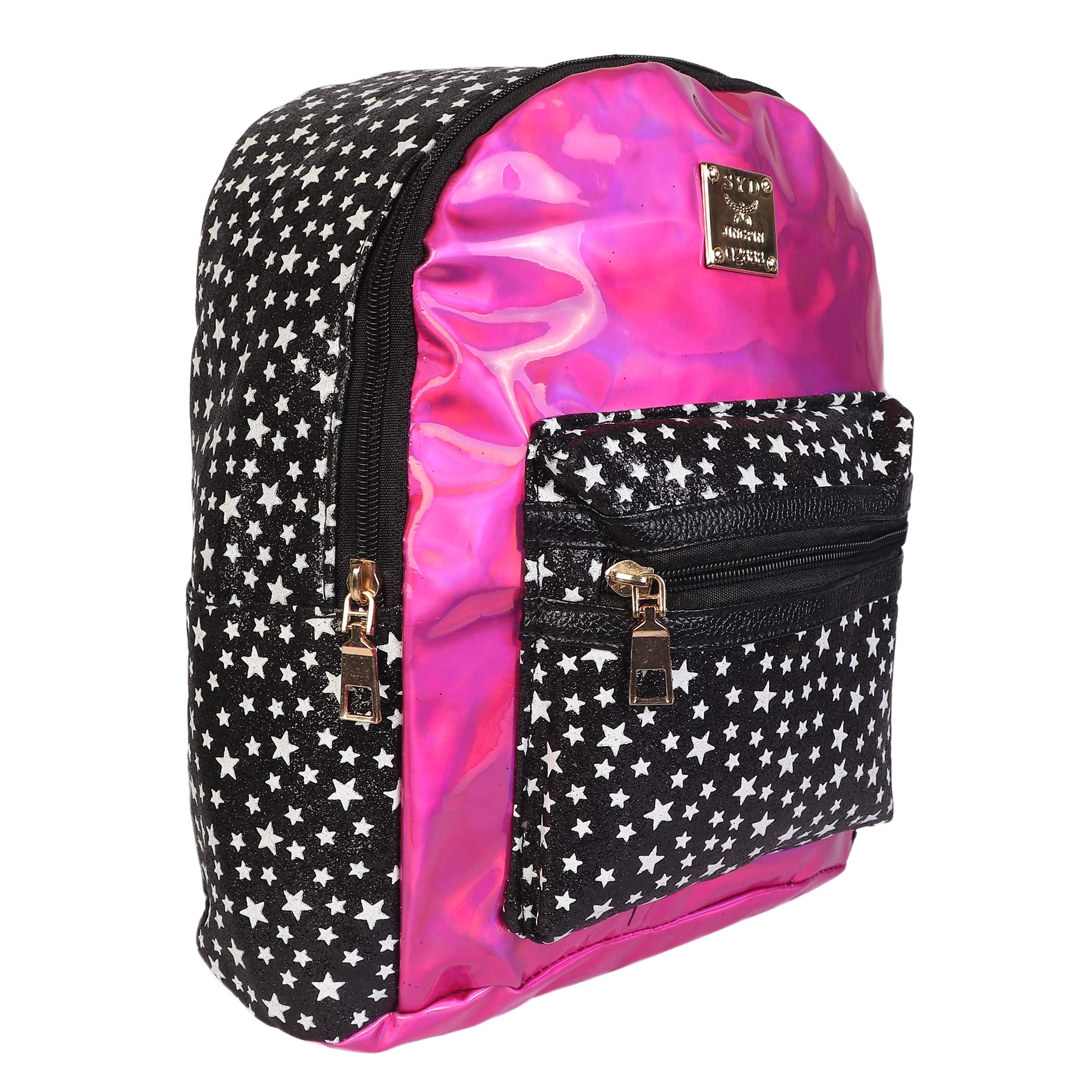 Kidoonz Shiny PU Backpack for Women, Girls & Kids - Golden Travel Bag, School Backpack for Daily Use, Commuting, and Outdoor Activities