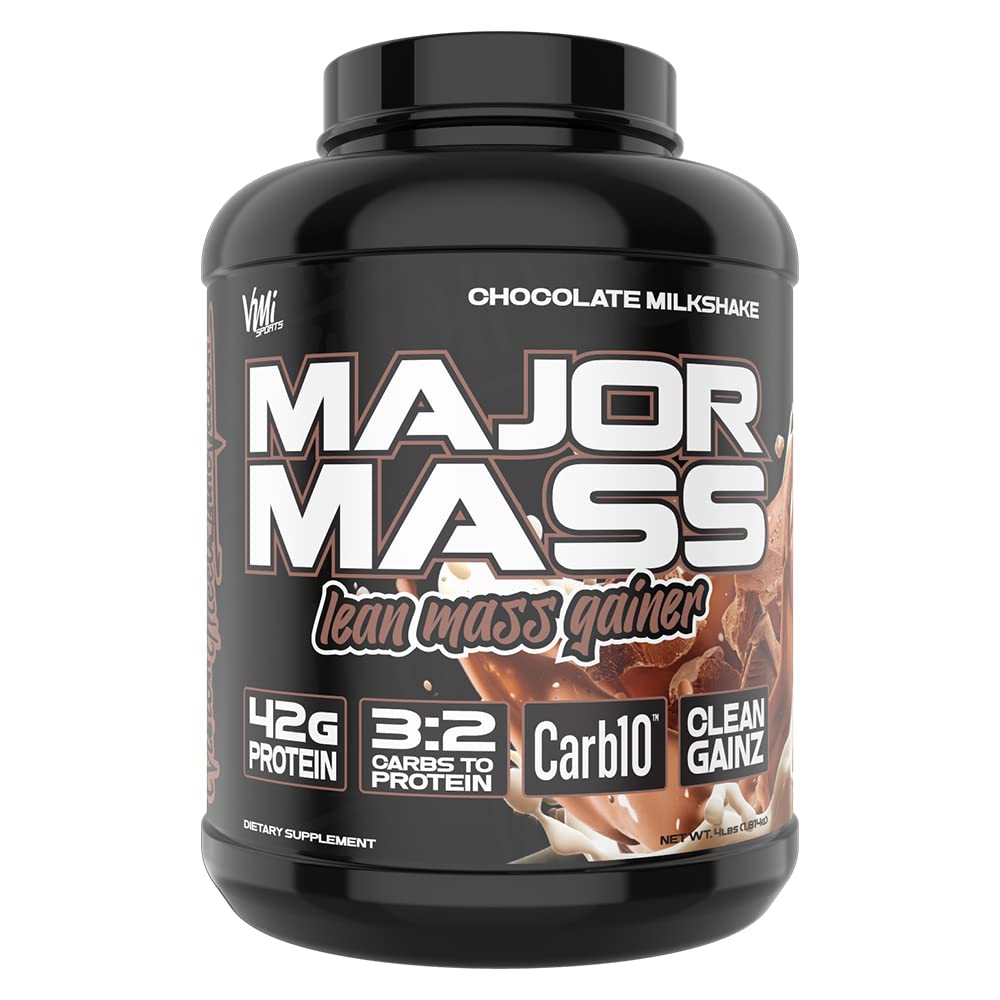 VMI Sports Major Mass Lean Mass Gainer Protein Powder - Chocolate Milkshake Flavor 4lbs for Muscle Growth & Weight Gain | High Protein Supplement for Men & Women | Post-Workout Recovery & Bodybuilding Nutrition