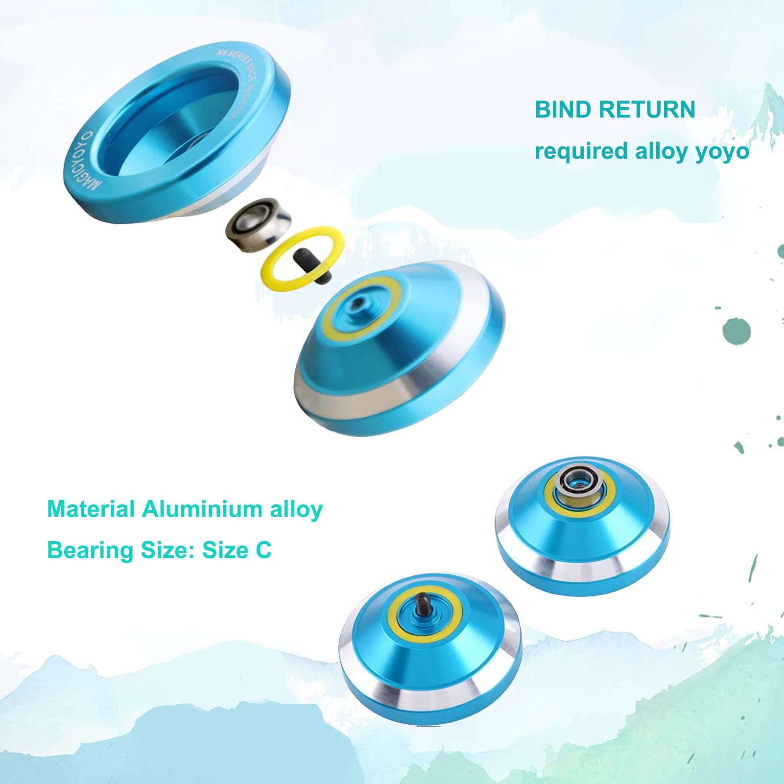 MAGICYOYO N8 Professional Unresponsive Aluminum Metal Yoyo for Kids & Advanced Players - Includes Yoyo Glove, Holster & 6 Strings - Perfect for Tricks, Competitions & Skill Development