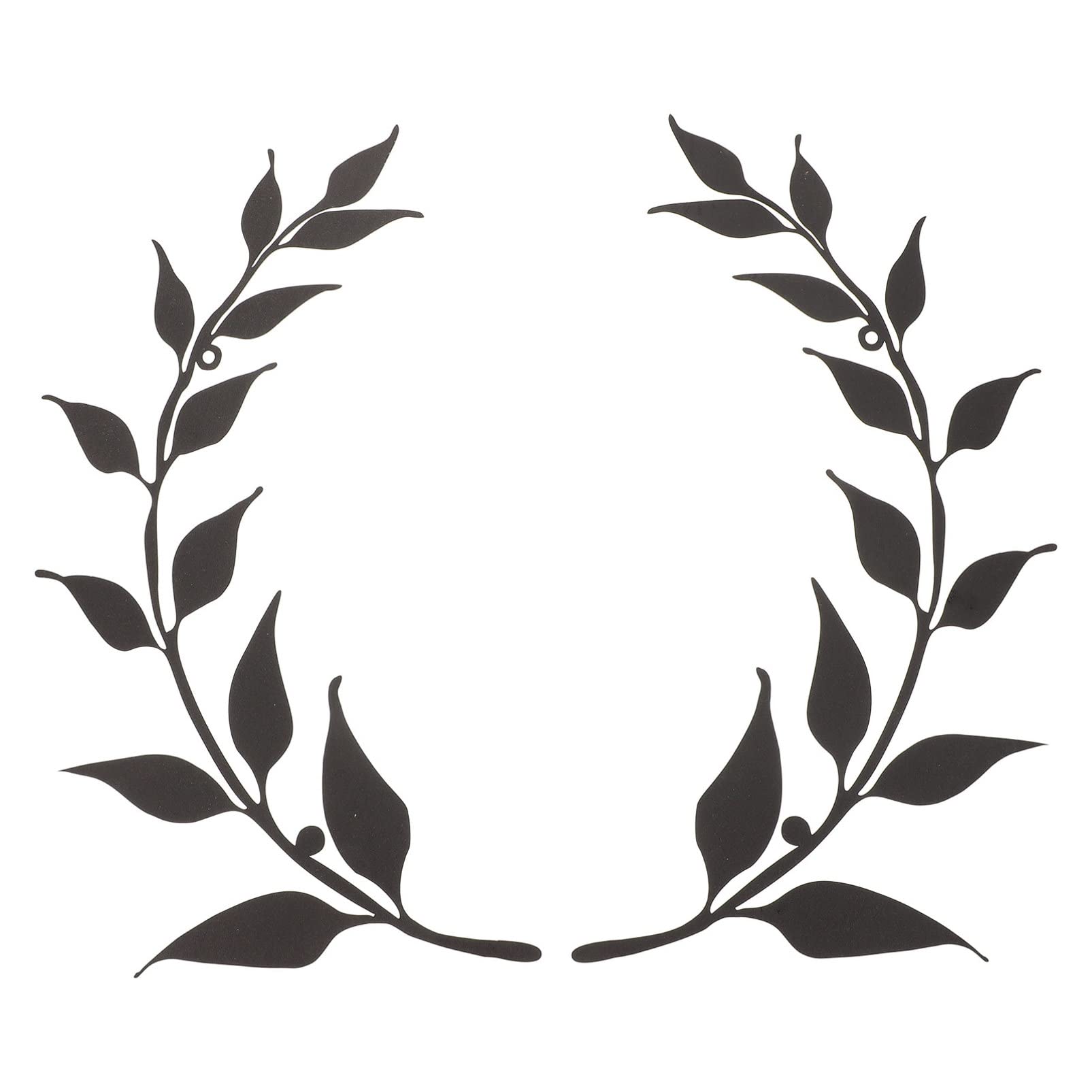 2pcs Black Metal Leaf Wall Art - Olive Branch Decor for Bedroom & Living Room