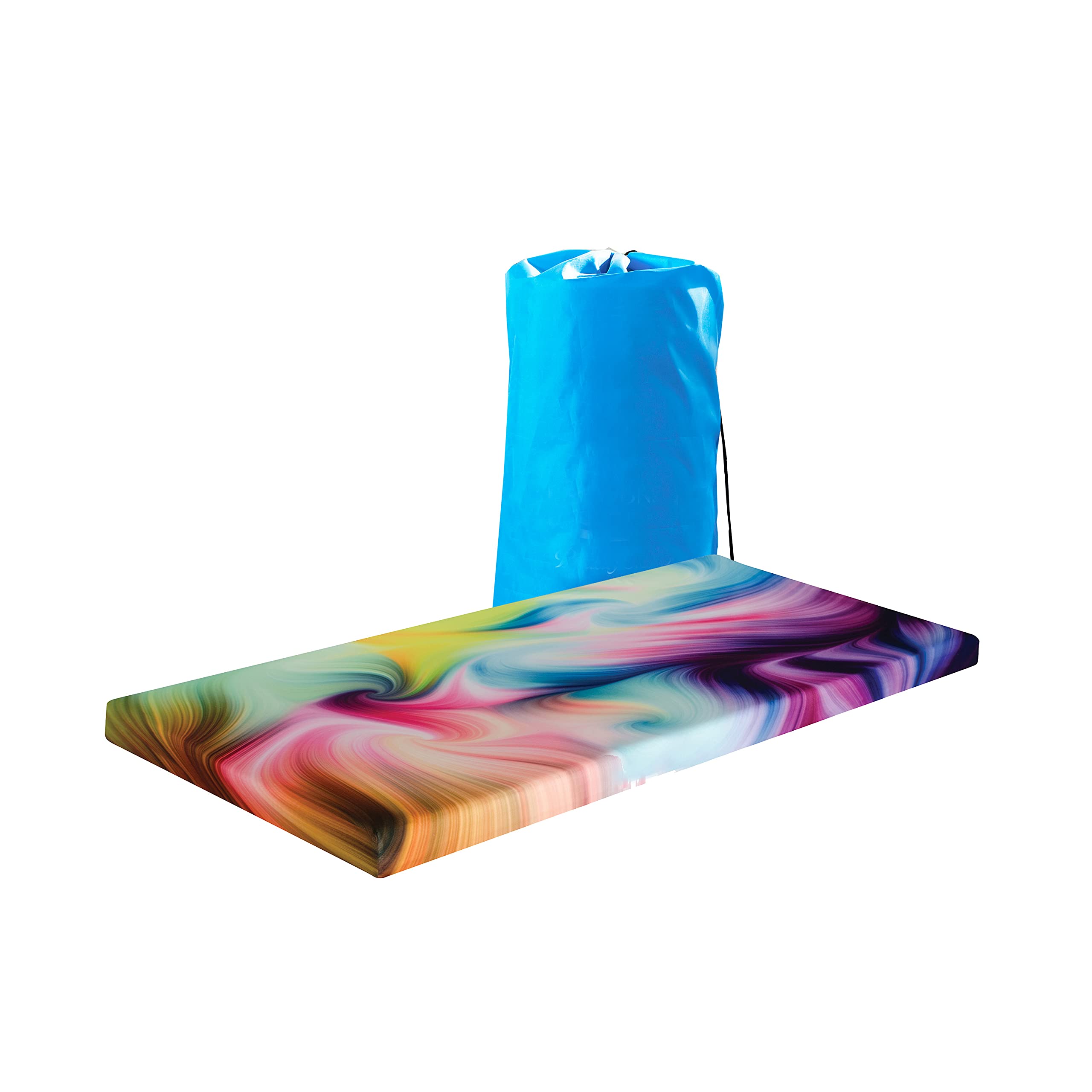 The Bedroom Store | Twin Size Tie-Dye Comfort Foam Roll-N-Store Mattress with Free Pillow, Removable Plush Cover, 72