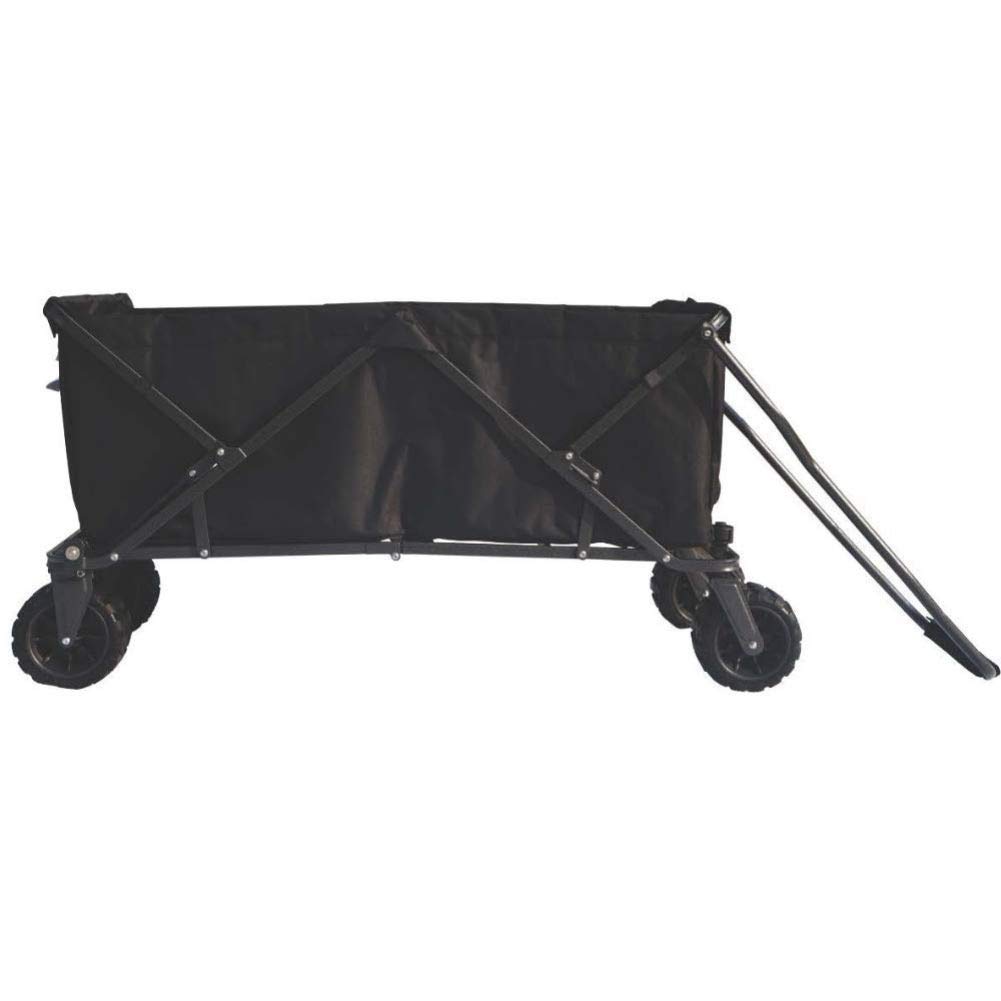 Impact Canopy Folding Collapsible Utility Wagon - Extra Large All-Terrain Wheels Heavy Duty Cart for Camping, Beach, Gardening & Outdoor Activities (Black)