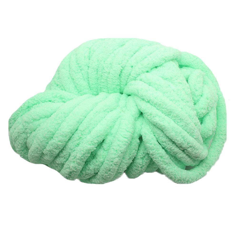 Soft Light Green 1.1lbs Super Chunky Knit Chenille Yarn - Jumbo Thick Yarn for Arm Knitting, DIY Crochet Projects, Handmade Blankets, Rugs, Scarves & Hats - Perfect for Cozy Home Decor & Winter Accessories