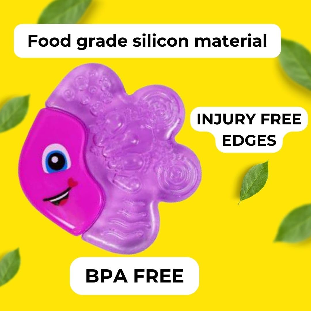 VBaby Fish BPA Free Silicone Rattle & Teether Toy for Babies 3+ Months - Soothing Pacifier for Teething Infants, Perfect for On-the-Go Comfort and Early Sensory Development