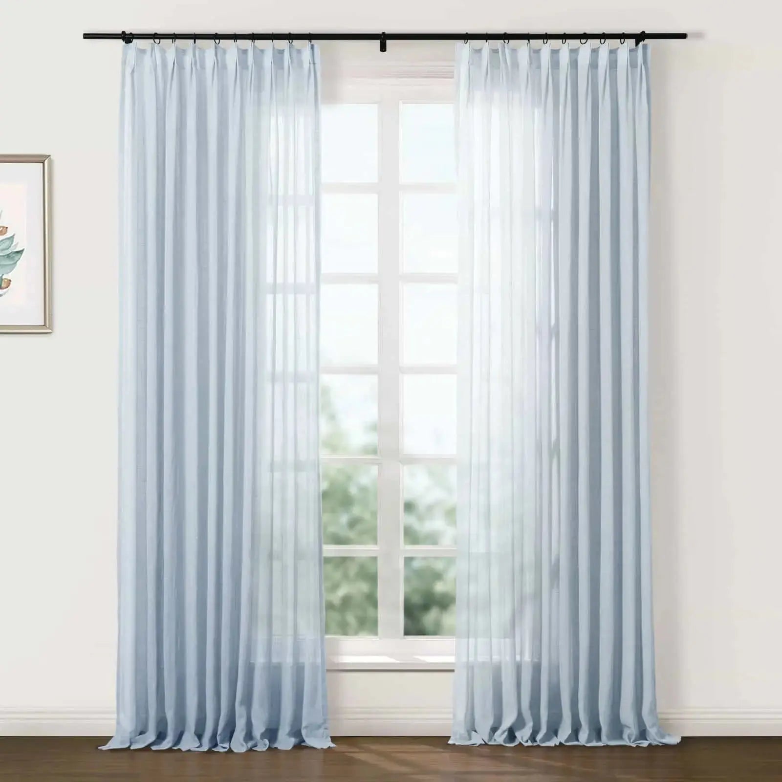 Flynn Airy Lightweight Sheer Curtain Pleated - Elegant Window Treatment for Living Room & Bedroom Decor