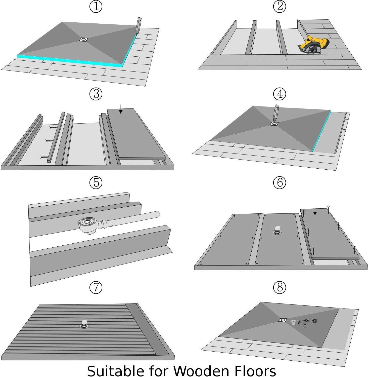 Nassboards Wetroom Shower Tray & Red Kit System - Waterproof & Watertight Design with Drain, Sealing Tape, Grate & XPS Base | Easy Installation Guide | Perfect for Bathroom Renovations & Modern Wet Room Designs