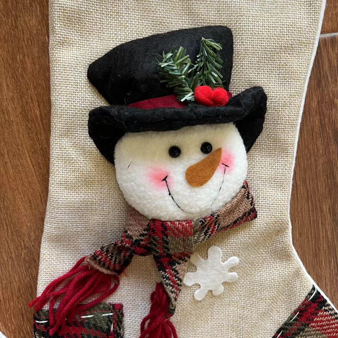 20-Inch Santa & Snowman Christmas Stockings Set of 2 - Personalized Plush Xmas Decor for Fireplace, Gift Exchange & Holiday Home Decor