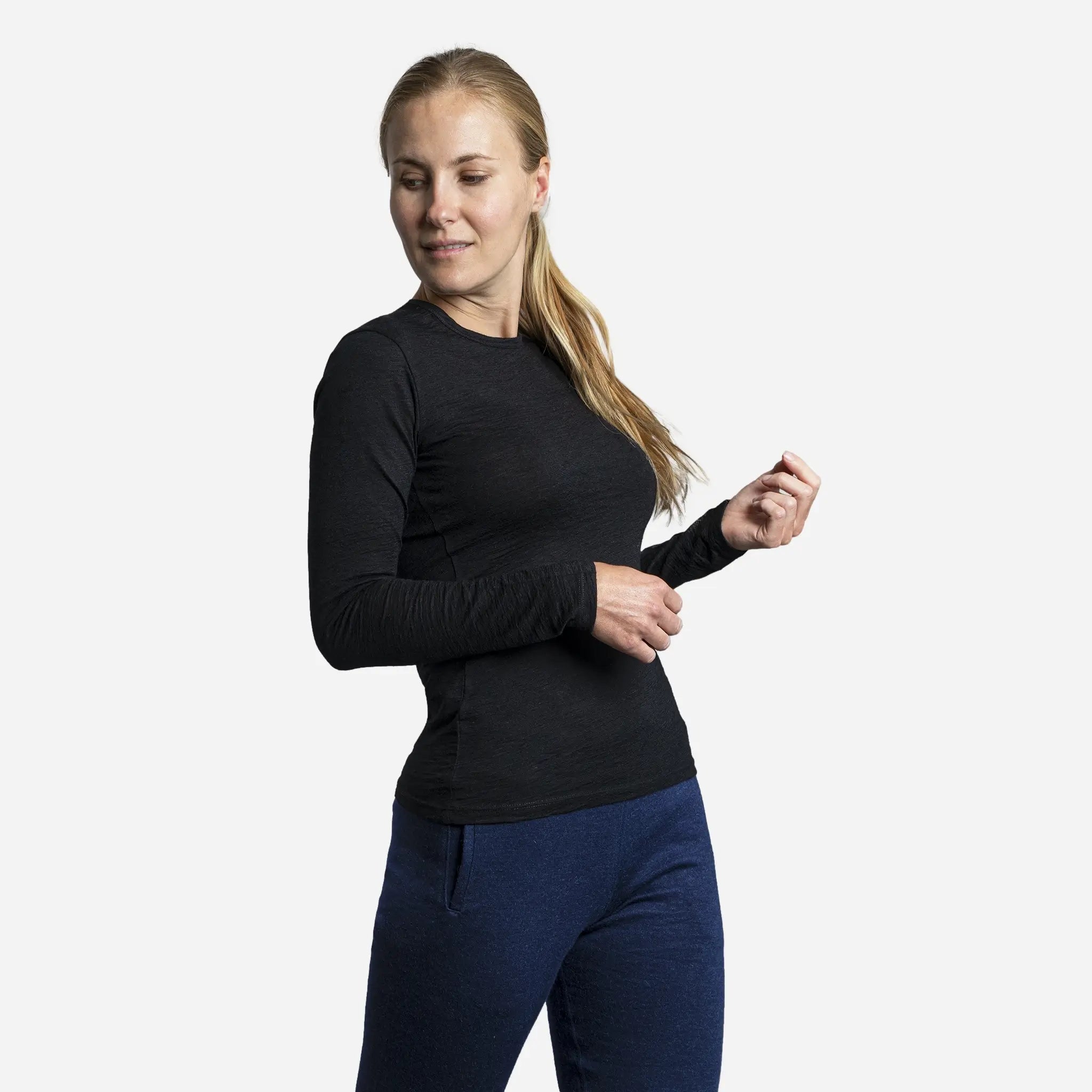 Ultralight Women's Alpaca Wool Long Sleeve T-Shirt - 160 GSM Soft & Warm Base Layer for Winter Hiking, Yoga & Casual Wear