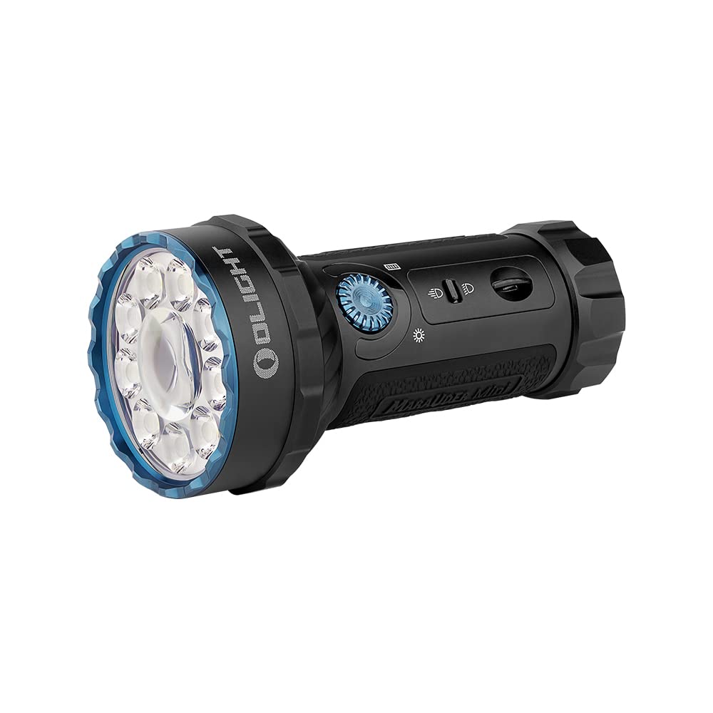Olight Marauder Mini LED Flashlight - 7000 Lumens Ultra Bright Rechargeable Flashlight with 600m Range | Powerful Floodlight & Spotlight for Camping, Hiking, Emergency, Rescue (Black)