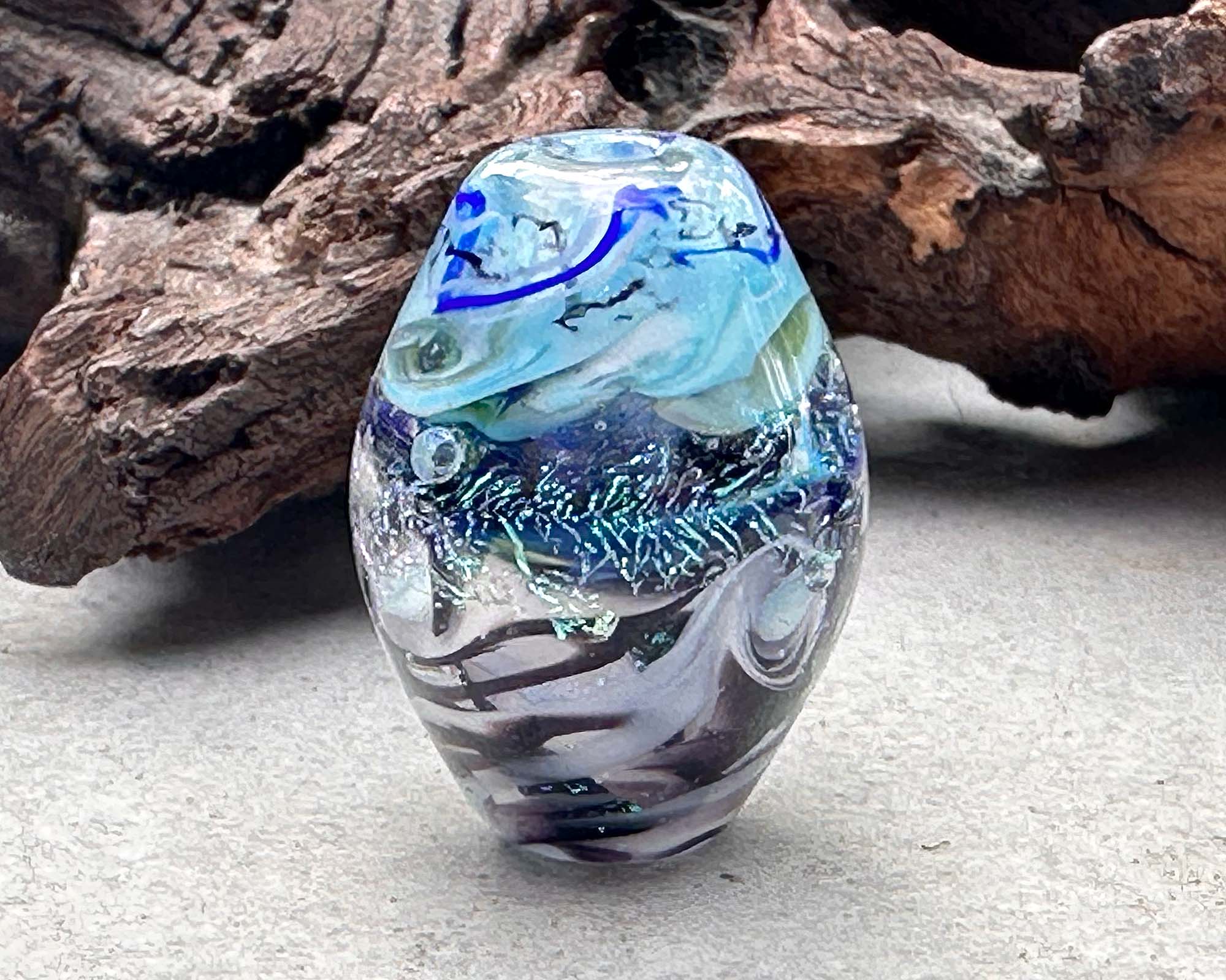 Dichroic Glass Lampwork Focal Bead for Jewelry Making - Swirling Waters Design - Handmade Artisan Bead for Necklaces, Bracelets & DIY Crafts