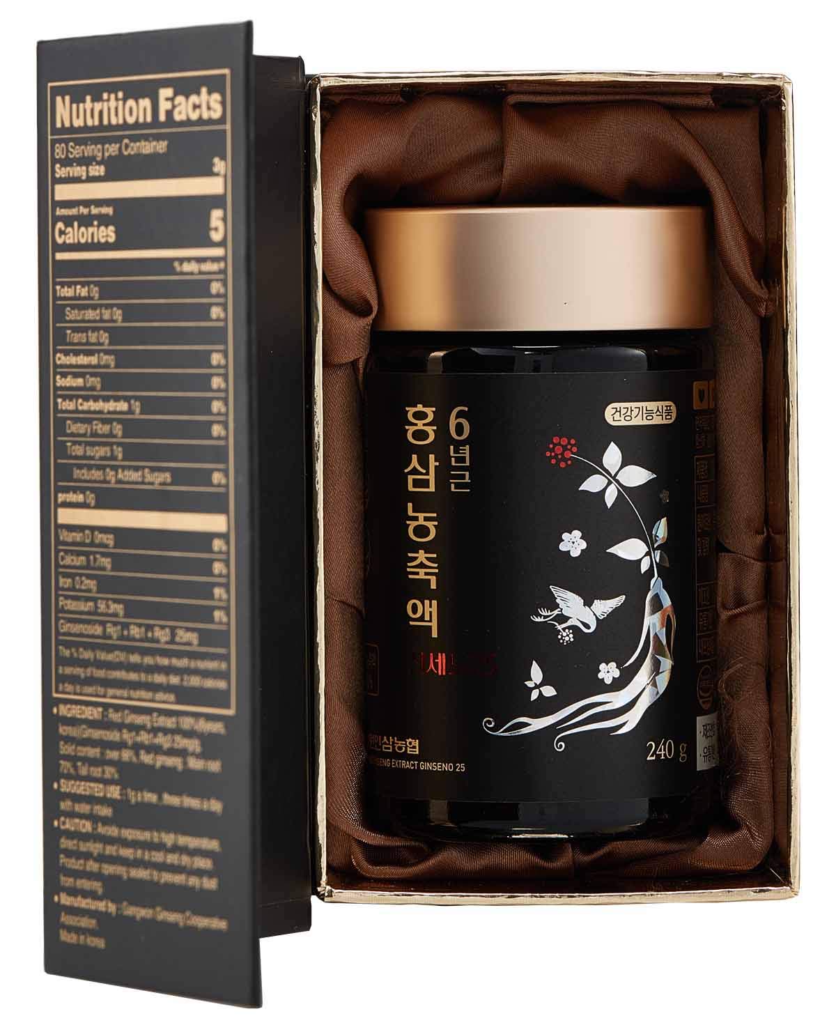 Premium Korean Red Ginseng Extract - 100% Pure 6-Year-Old Ginseng Root (240g/8.46oz) with Ginsenosides for Energy & Immunity Boost - Perfect for Daily Wellness & Stress Relief