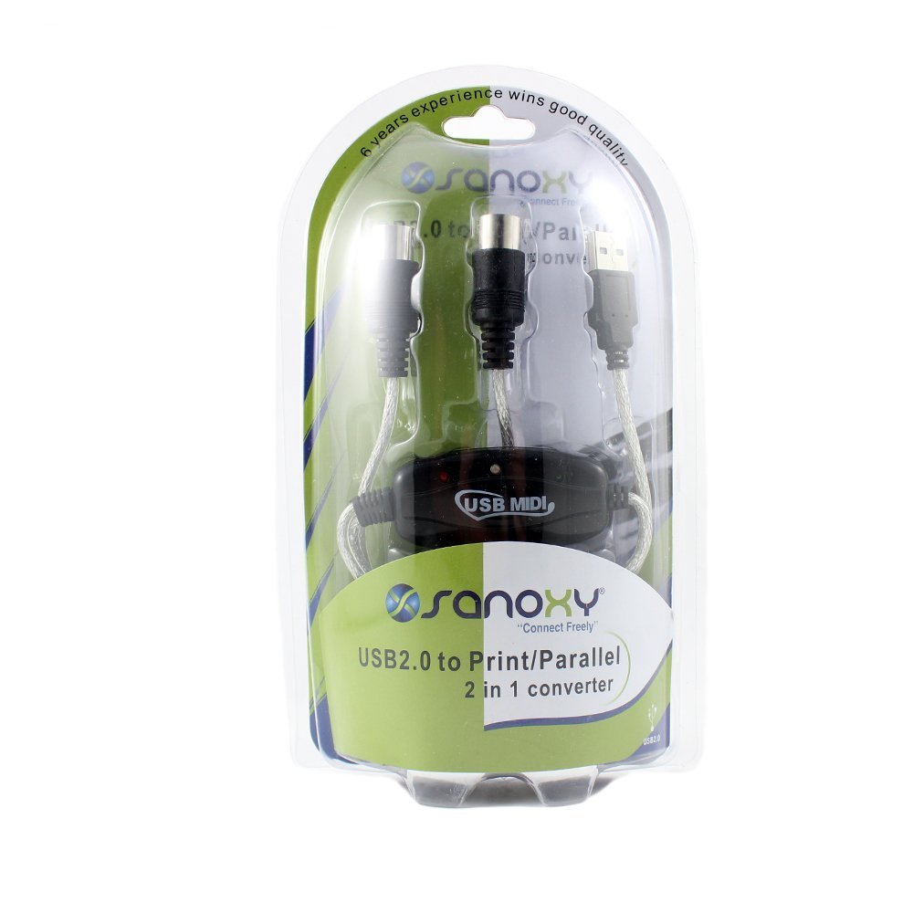 SANOXY USB MIDI Cable Converter - PC to Keyboard Adapter, 1-in 1-Out USB MIDI Interface for Mac & Windows - Perfect for Music Production, Studio Recording & Live Performances