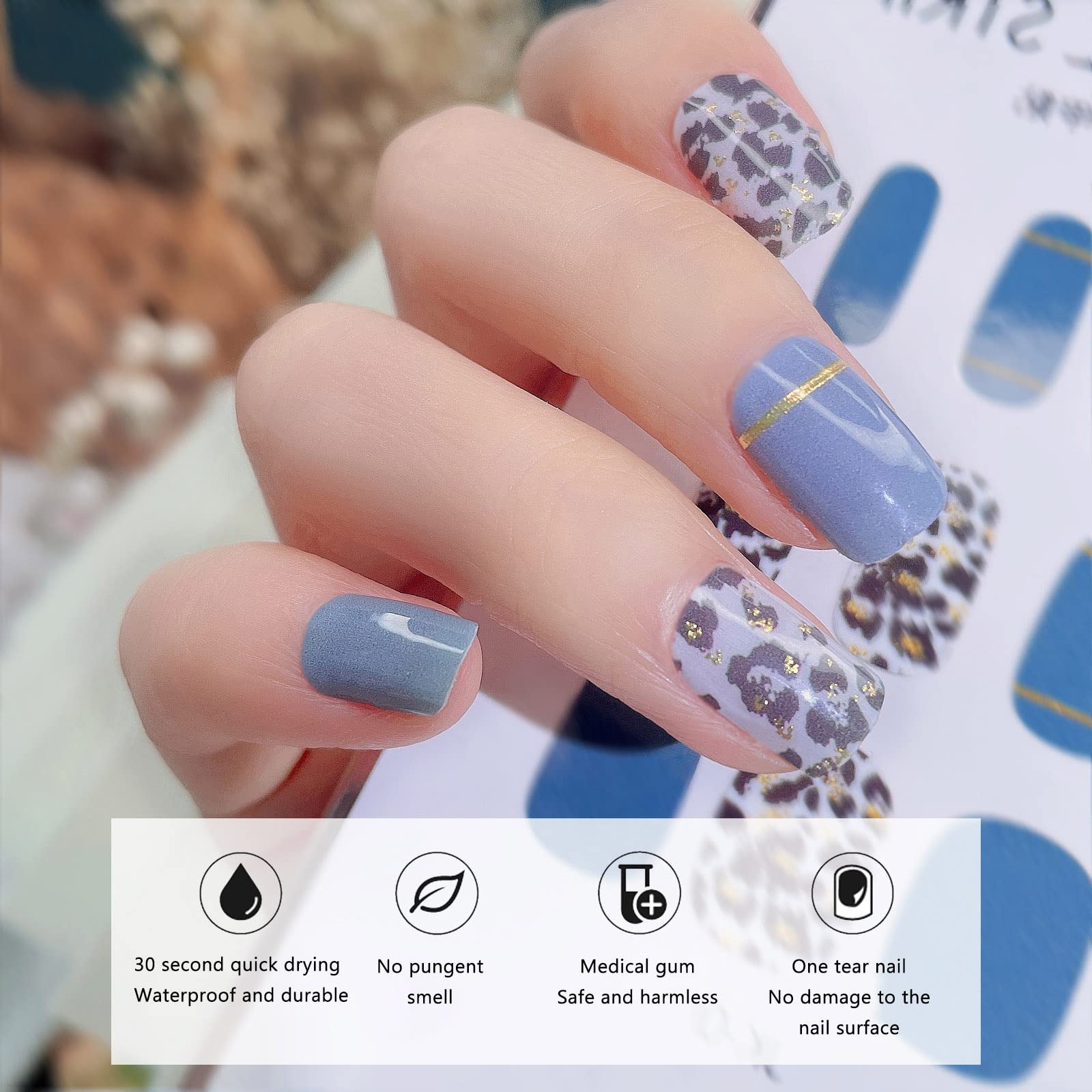 EXCLUZO Self-Adhesive Gel Nail Stickers - DIY Nail Art Decals for Women & Girls | Waterproof Nail Tip Stickers for Salon, Home Manicure & Party Nail Decorations