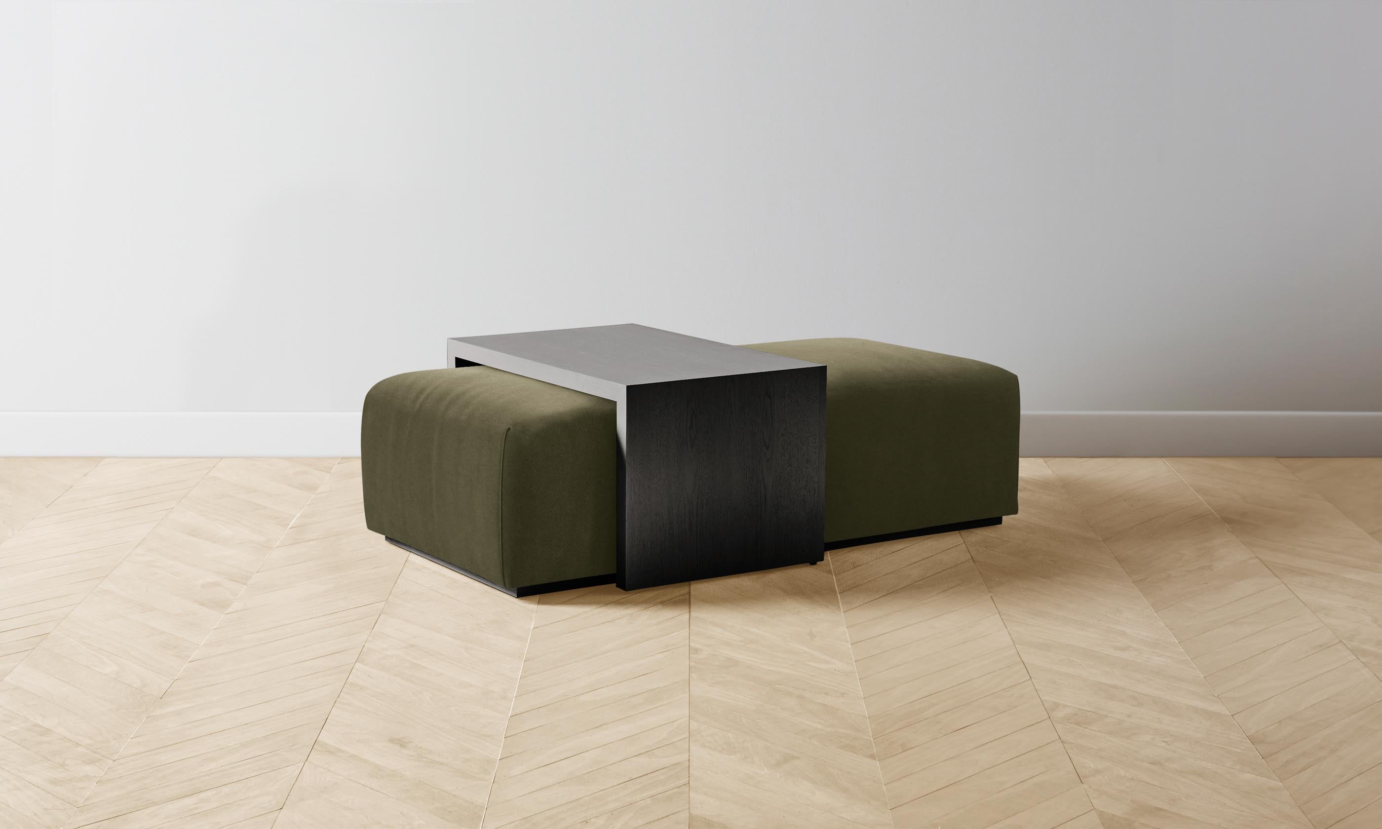 The Bowery Ottoman - Luxurious Mohair Moss Upholstered Footstool for Living Room, Bedroom & Lounge | Perfect for Relaxing, Reading & Decor