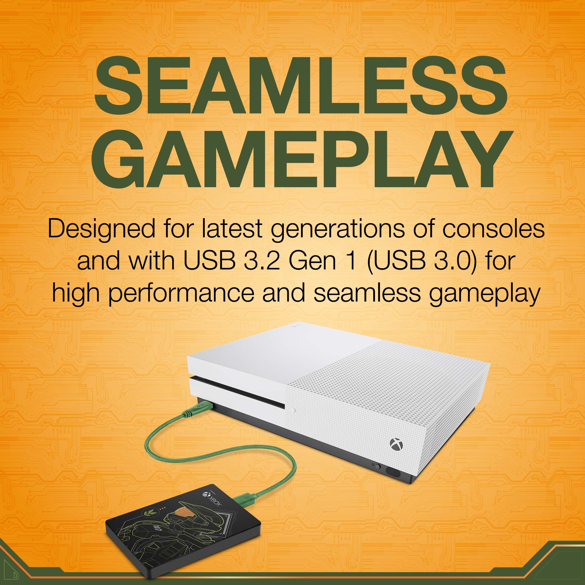 Seagate 2TB Game Drive for Xbox - Portable External Hard Drive HDD USB 3.2 Gen 1 - Compatible with Xbox One, Xbox Series X/S (STEA2000431) - Halo Master Chief Limited Edition - Perfect for Gaming Storage & Backup