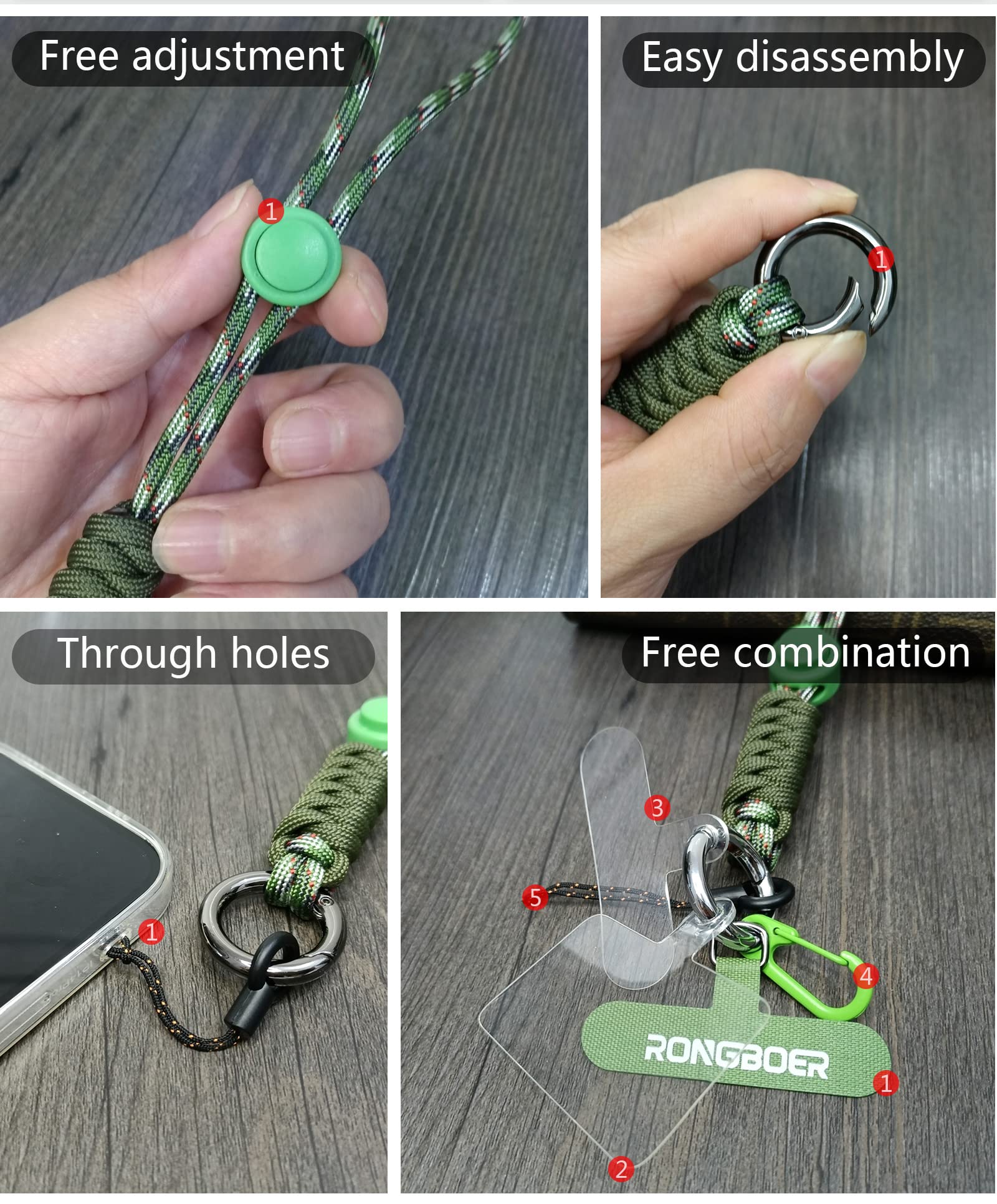 Phone Lanyard Wrist Strap for Women - Jungle Green | Secure Keys & Phone for Travel, Work