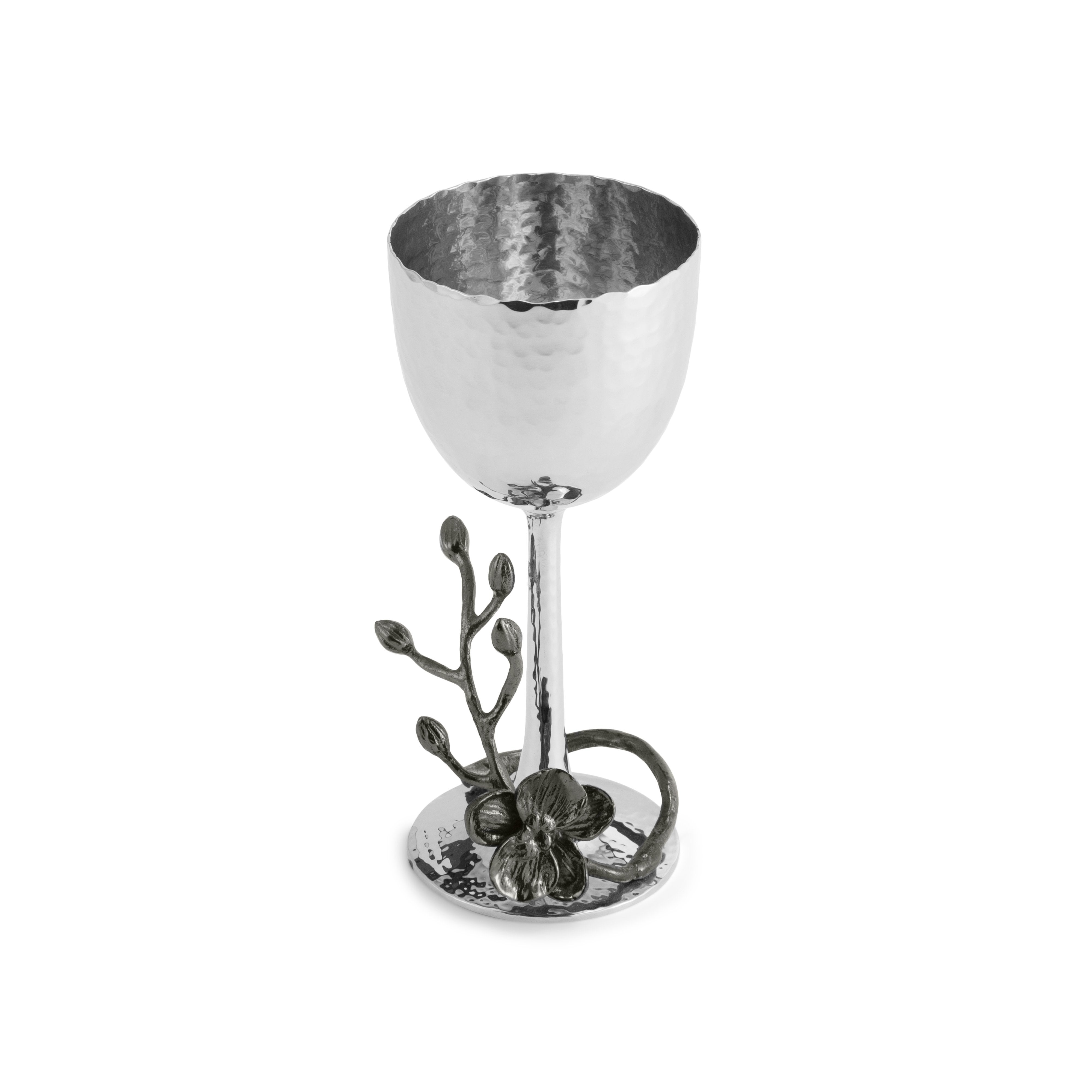 Elegant Black Orchid Kiddush Cup - Handcrafted Jewish Ritual Wine Goblet for Shabbat & Holidays - Perfect for Synagogue, Home Ceremonies & Gift Giving