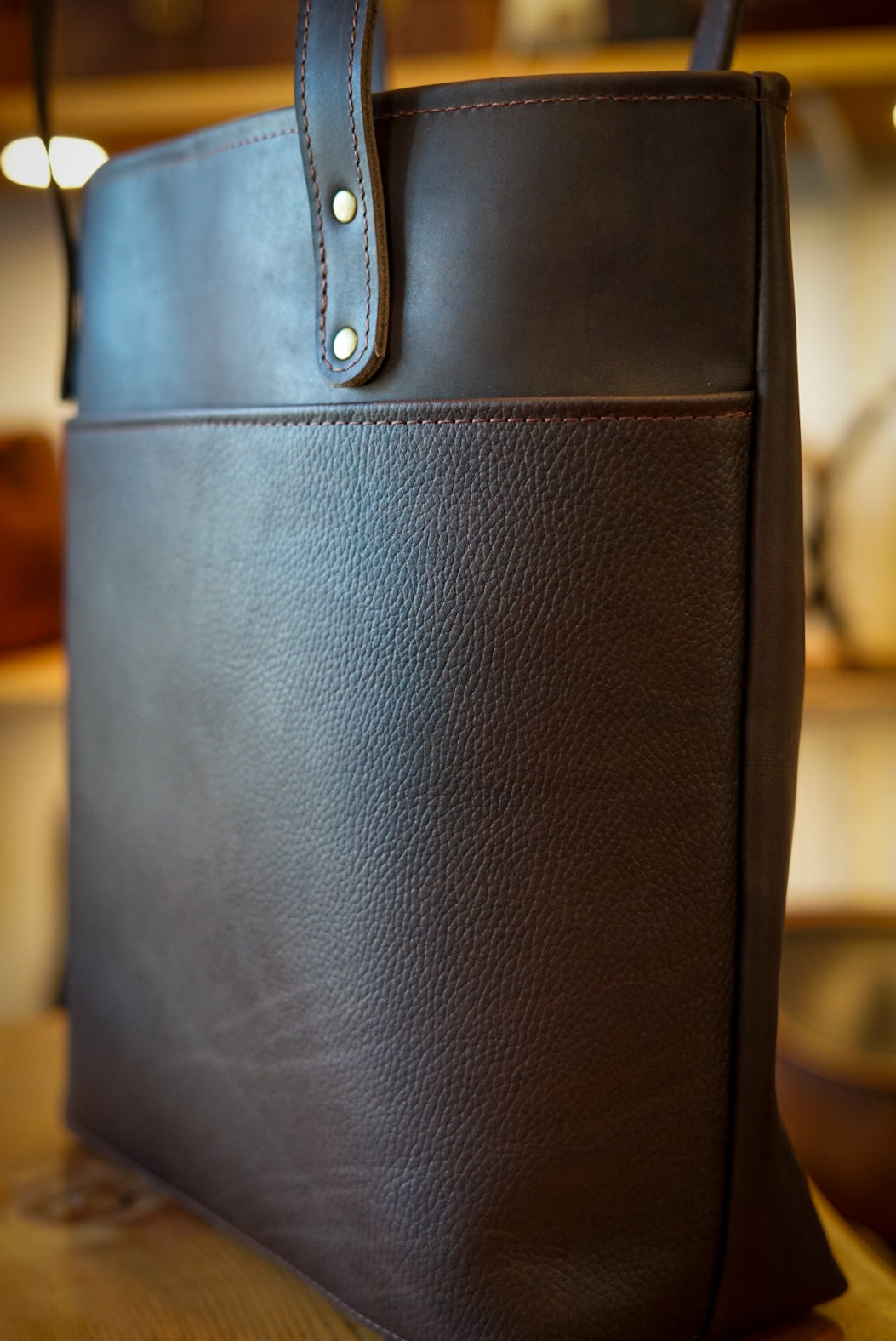 Stylish Two-Tone Tote Bag - Pebbled Cappuccino & Fleet Sienna Brown - Perfect for Work, Shopping & Travel Accessories