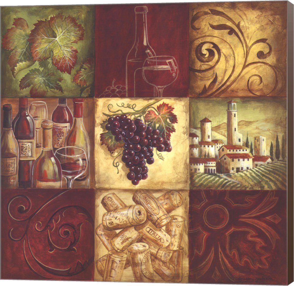 Tuscan Wine II by Gregory Gorham - 18x18 Inch Premium Canvas Wall Art, Museum Wrapped with Brown Sides - Perfect for Living Room, Dining Room & Office Decor