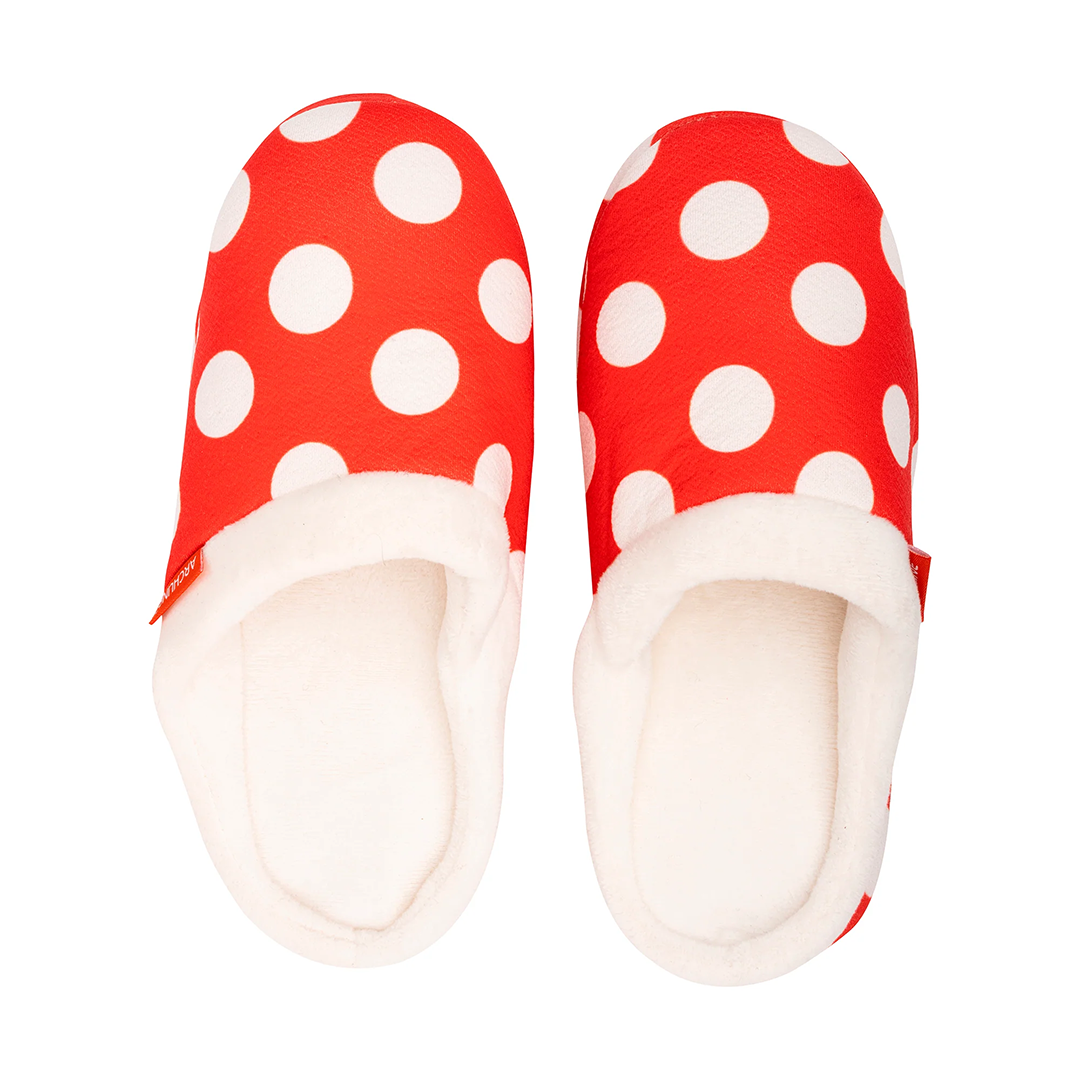 Archline Orthotic Slippers for Women & Men - Comfortable Slip-On House Shoes with Arch Support - Red Polkadot Design - Perfect for Indoor Relaxation, Post-Surgery Recovery & Plantar Fasciitis Relief