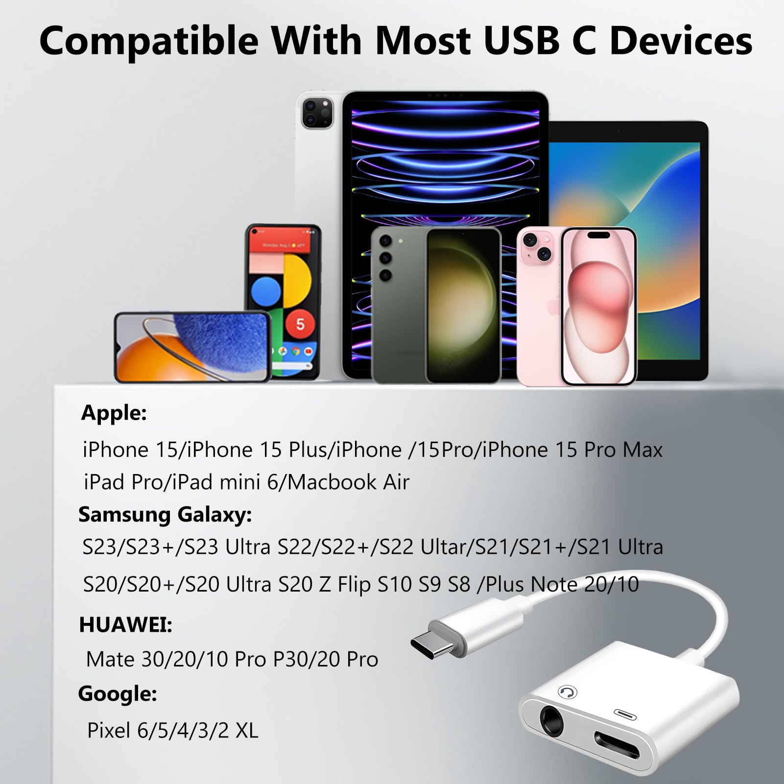USB C to 3.5mm Headphone and Charger Adapter 2-Pack - Type C to Aux Jack Dongle with PD Fast Charging - Compatible with iPhone 15/16 Pro/Max/Plus, iPad, Samsung Galaxy S22/S23/S24 Ultra, Note 20 - Perfect for Travel, Gaming & Charging On-The-Go